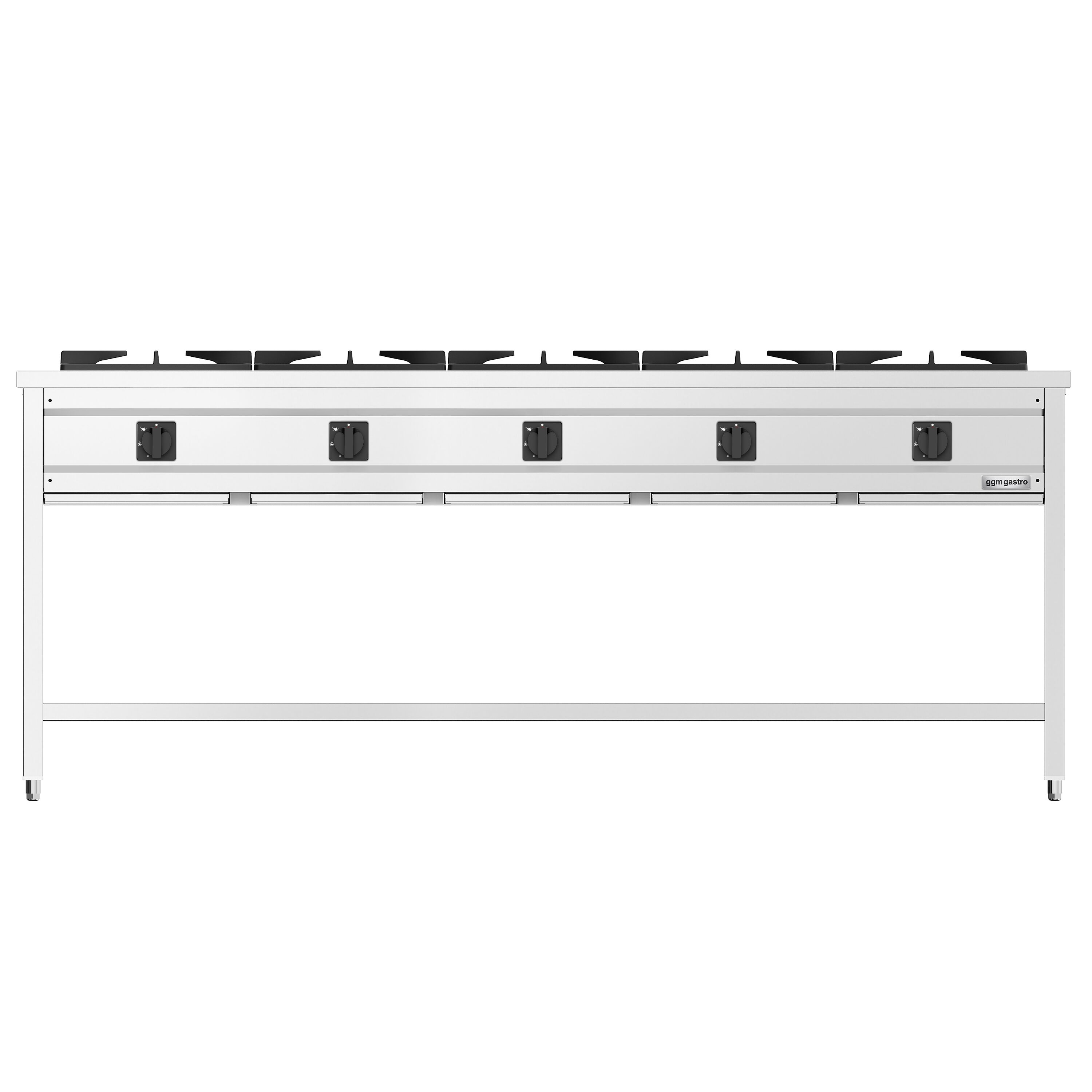 Fourneau à gaz – 42,5 kW – 5 brûleurs – ouvert avec socle de base & tiroir de récupération
