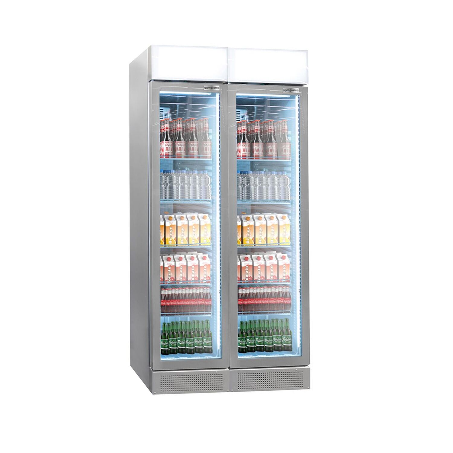 (2 pièces) Vitrine réfrigérée à boissons - 290 litres - design sans cadre - avec 2 portes vitrées et écran publicitaire
