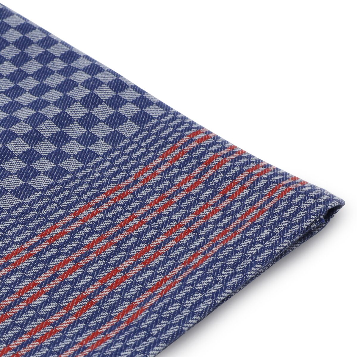 (150 pcs) Serviettes de table bistro (rayées) en Lin & coton - 50x100cm - Bleu à carreaux avec bandes rouges