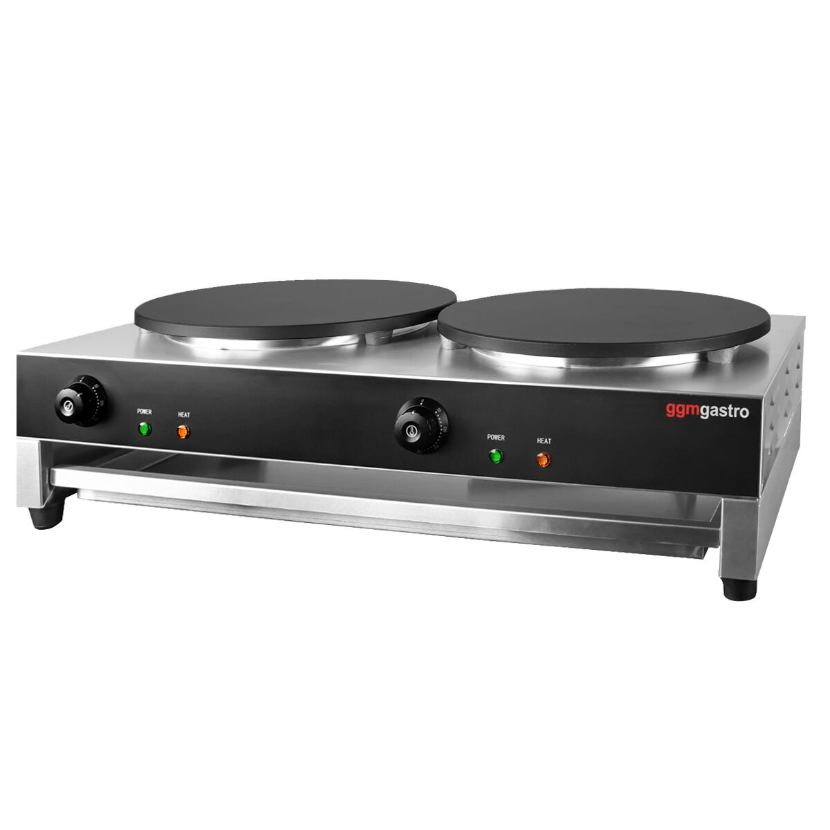 Table de préparation – 1210 mm – 1 porte & 2 tiroirs – pour 9 bacs GN 1/6 – incl. appareil à crêpes avec 2 plaques
