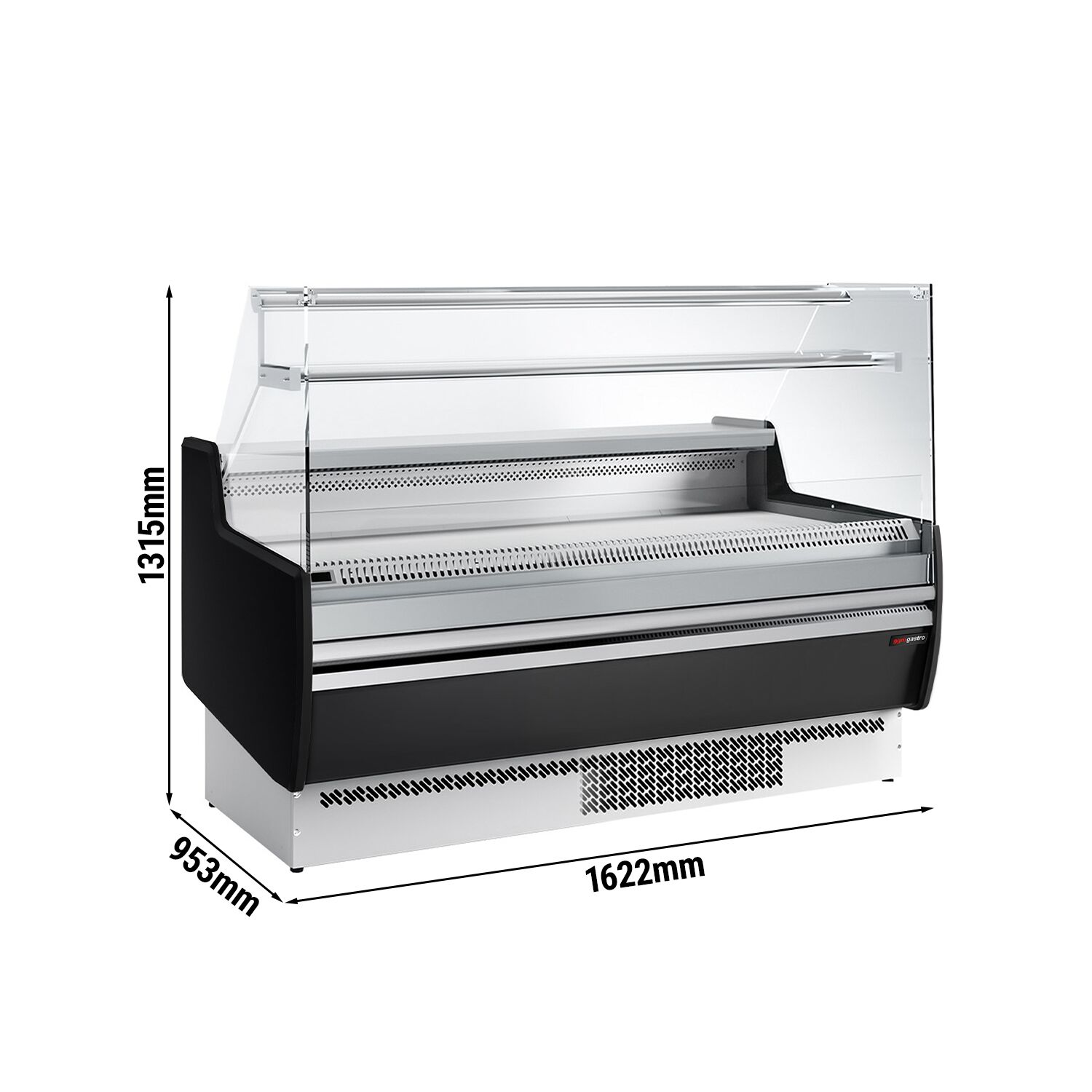 Serve Over Counter - 1622mm - with 2 doors - with 1 shelf - black front panel - capacity 178 litres