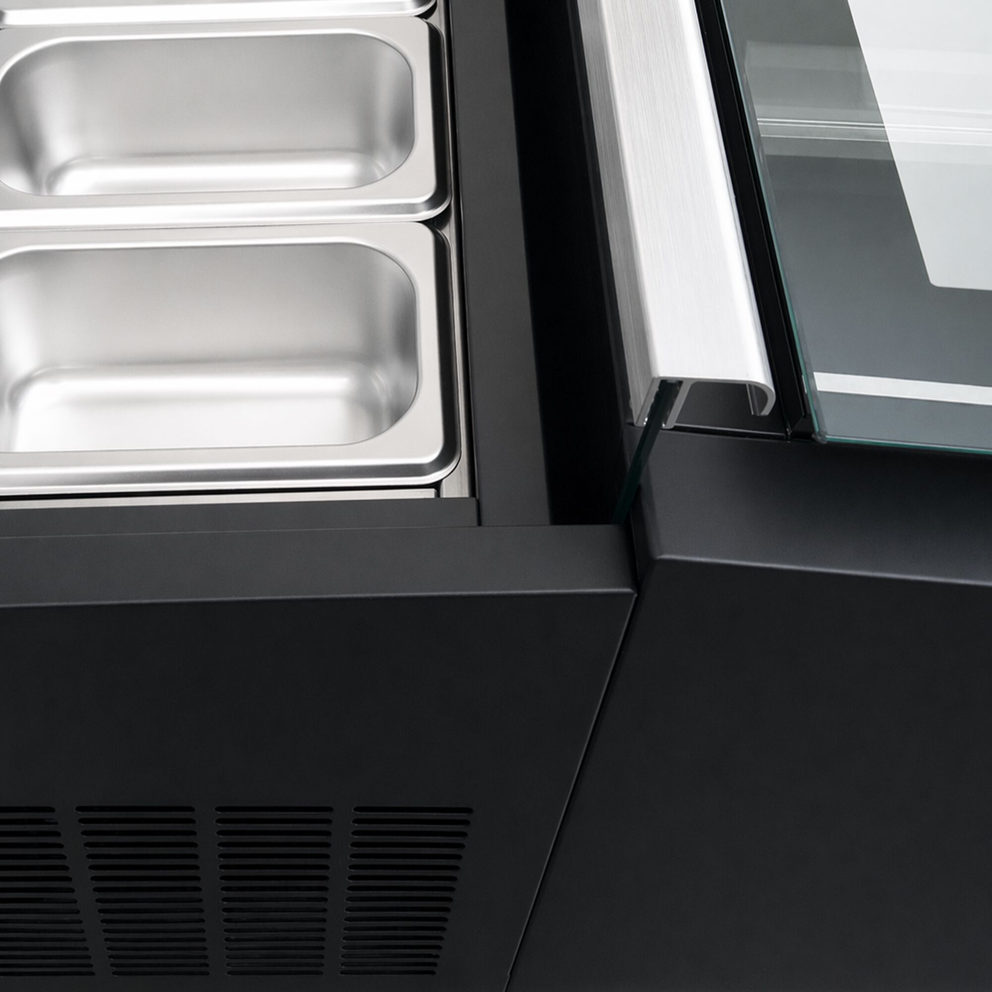 Vitrine réfrigérée à poser Eisvitrine - 54L - 690mm - portes coulissantes vitrées avant - pour glaces - Pour FR - Noir