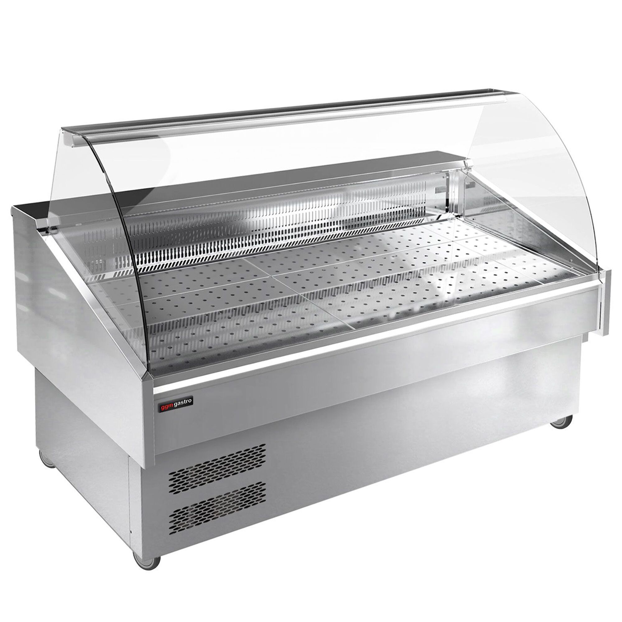Fish Display Counter / Fish Serve Over Counter - 1875mm - curved front glass - LED lighting - with wheels