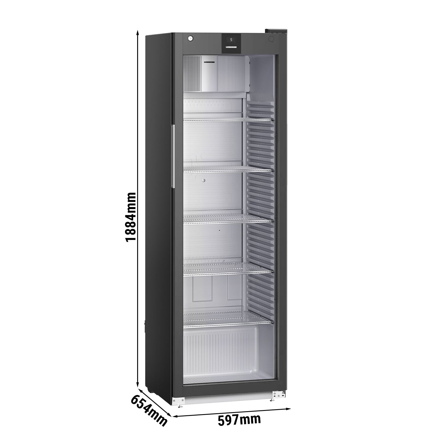 LIEBHERR | Kühlschrank PERFORMANCE - 400 Liter - Innen Kunststoff - mit 1 Glastür - Schwarz