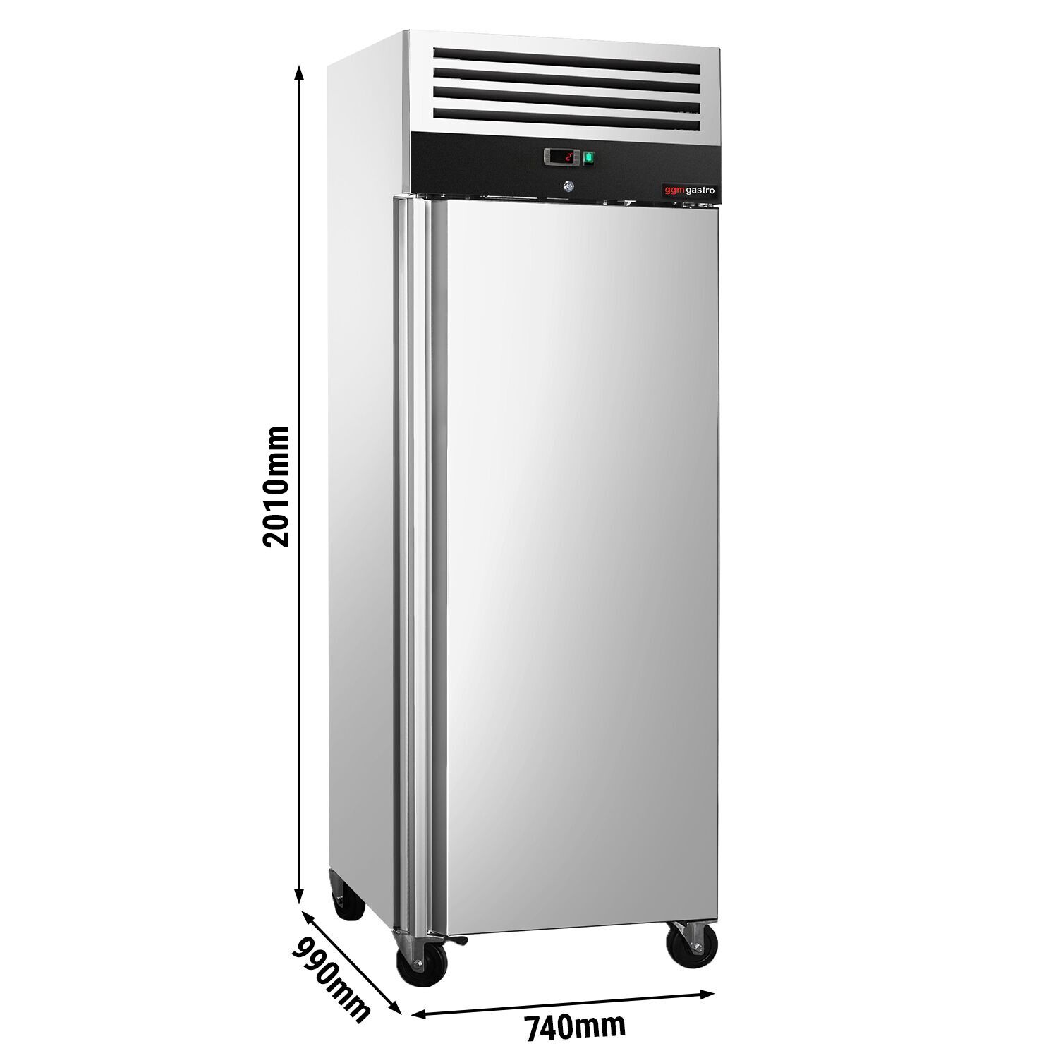 Armoire pâtissière positive Inox AISI 304 PREMIUM - EN 600 x 800 - 612 L - avec 1 porte & Glissières & 10 paires de rails en acier inox - Noire - Classe climatique 4 - Roulettes
