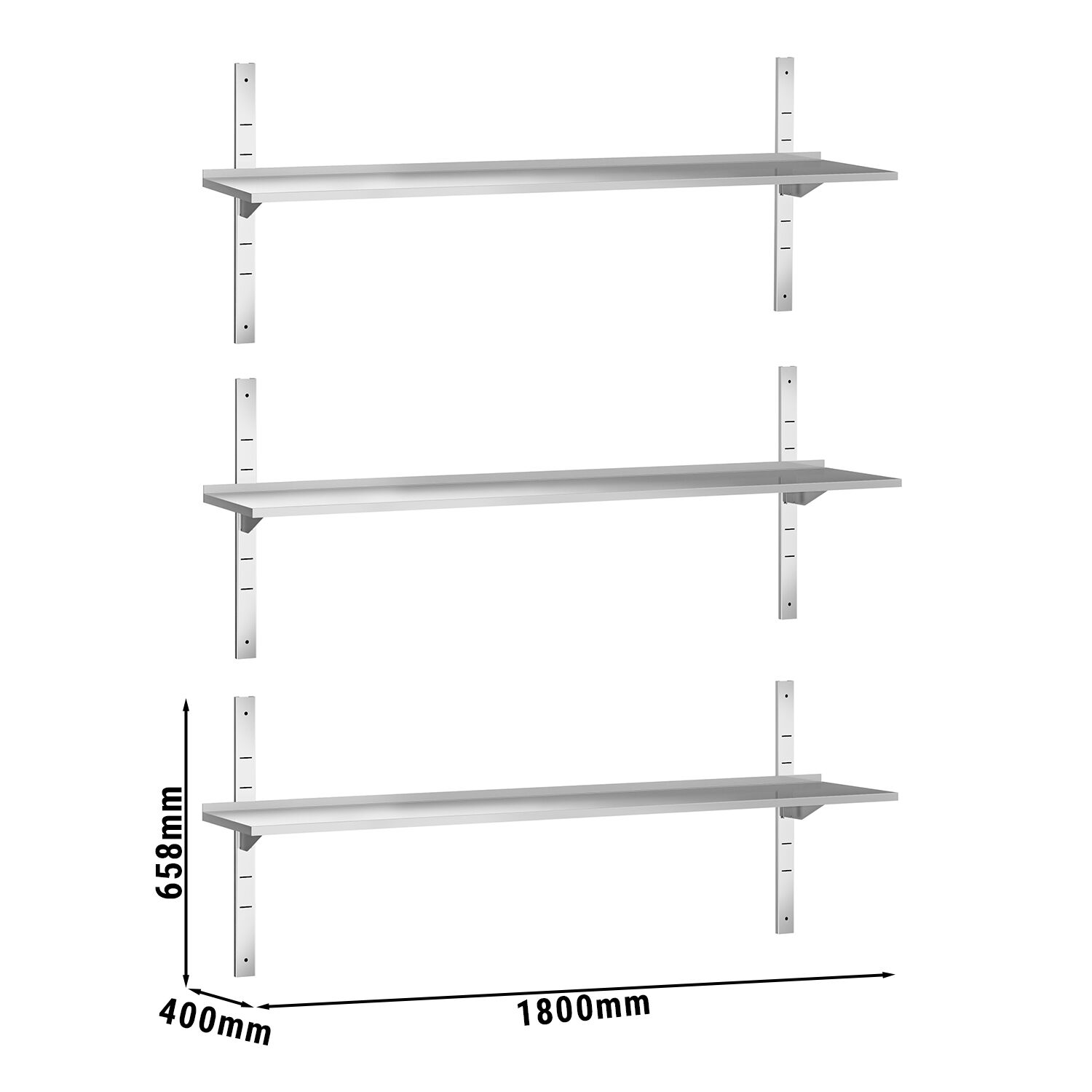 Étagère murale PREMIUM - 1800 x 400 mm - avec 3 niveaux