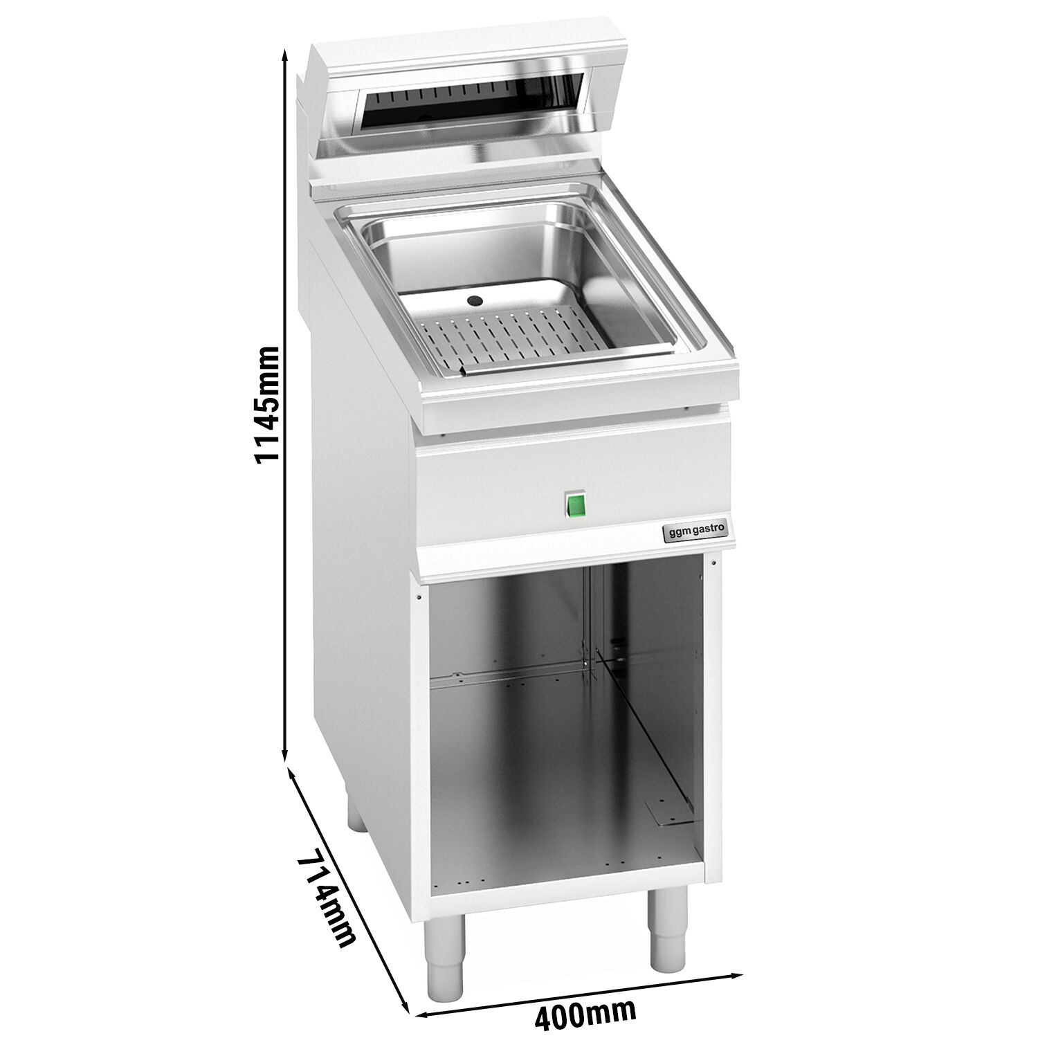 Podgrzewacz do frytek - 1kW - 1x GN 1/1 - z górną lampą grzewczą - na podstawie szkieletowej