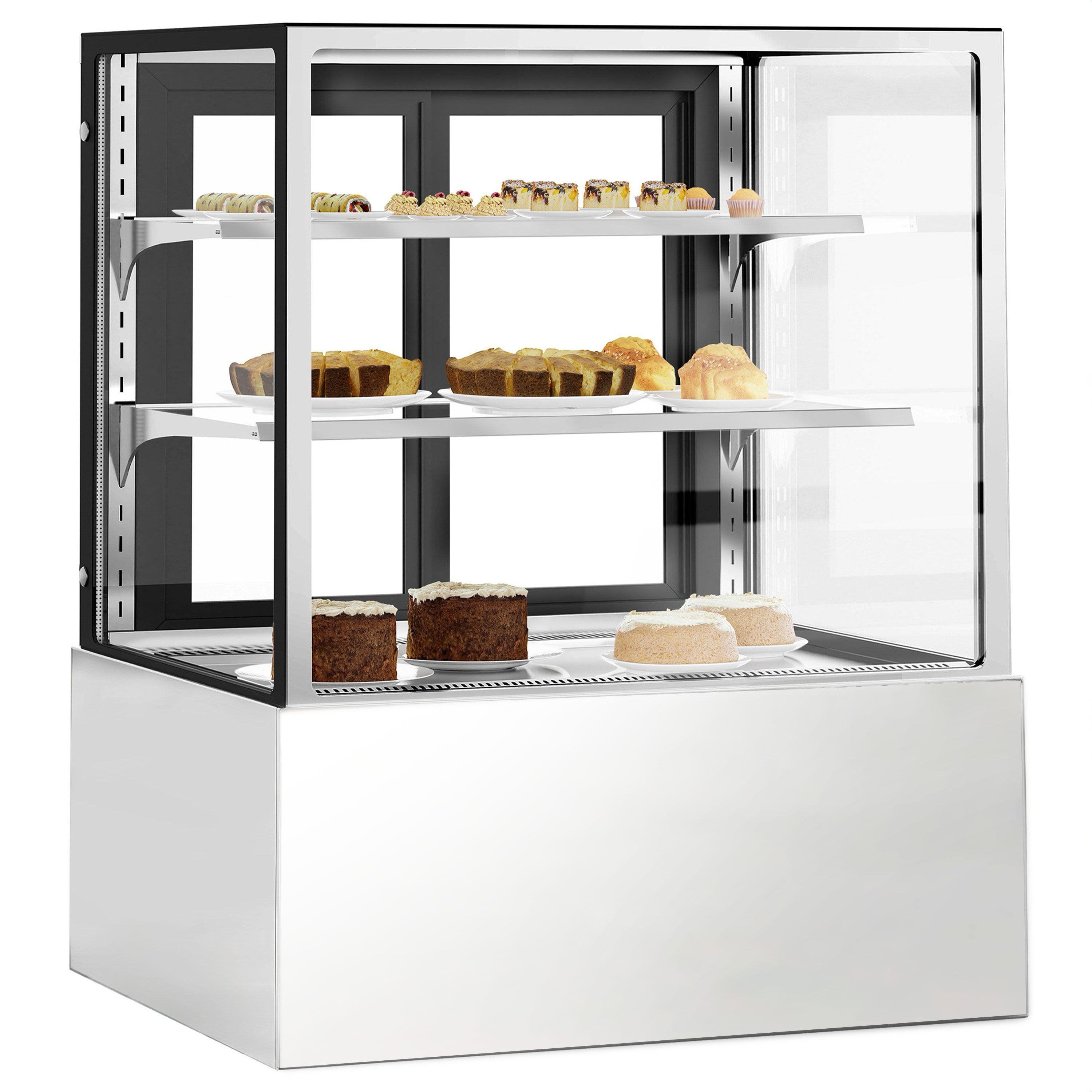 Kühl- & Kuchenvitrine - 900mm - Doppelverglasung - mit 2 Ablagen