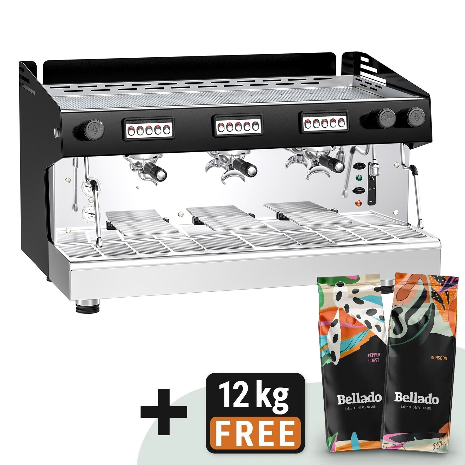 Machine à café porte-filtre – 3 groupes – avec système de préinfusion inclus