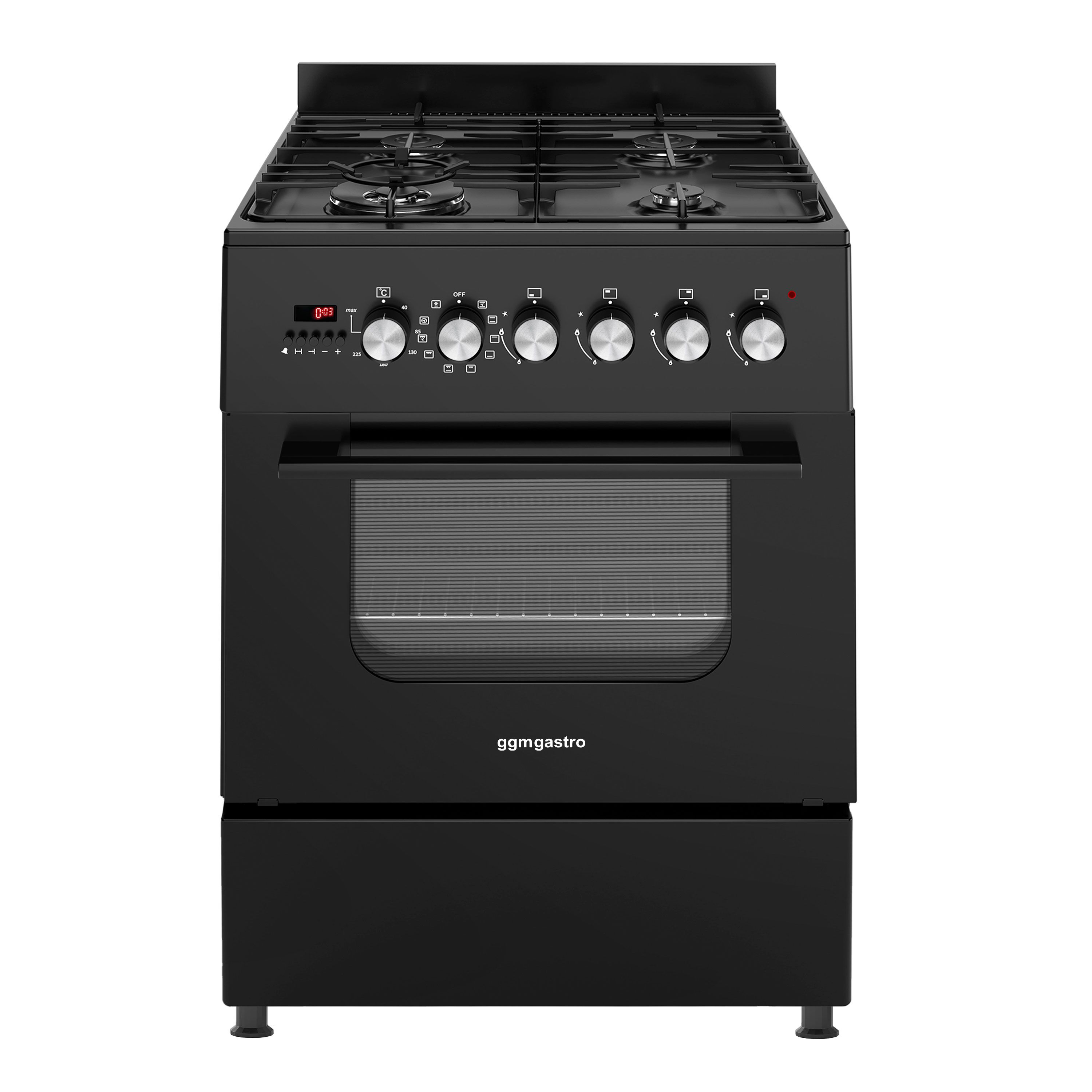 Commercial Gas Cooker – 4 Burners (8.4 kW) – 600 mm – with Electric Oven (3.85 kW)