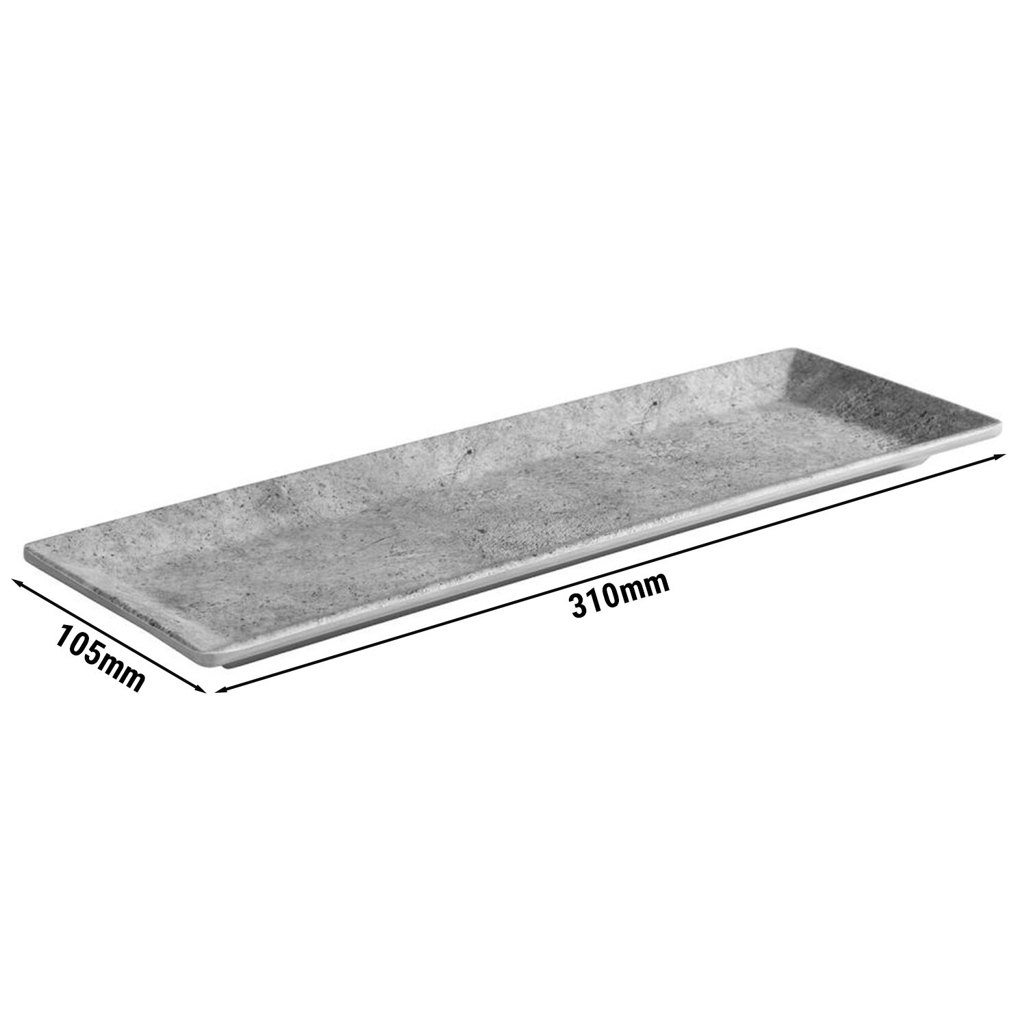 (6 pcs) Plateau de présentation - ELEMENT - Mélamine - 310x105mm - Hauteur:15mm - Gris