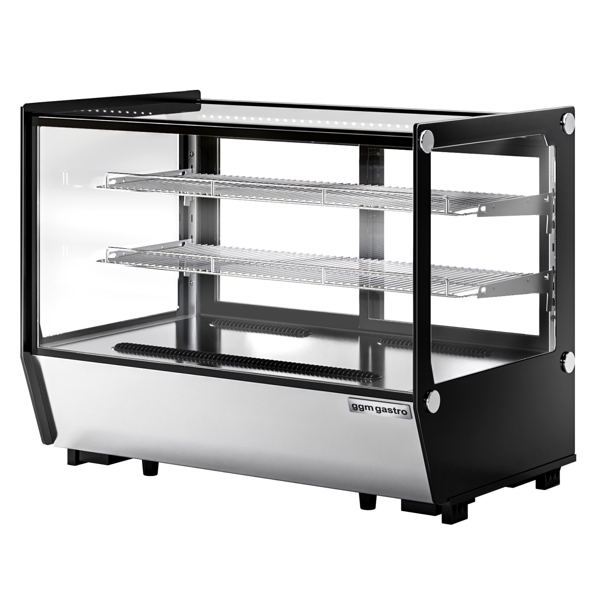 Vitrine réfrigérée de table - 160L - 880mm - Double vitrage - avec 2 étagères en verre - portes coulissantes vitrées arrière - pour pâtisseries
