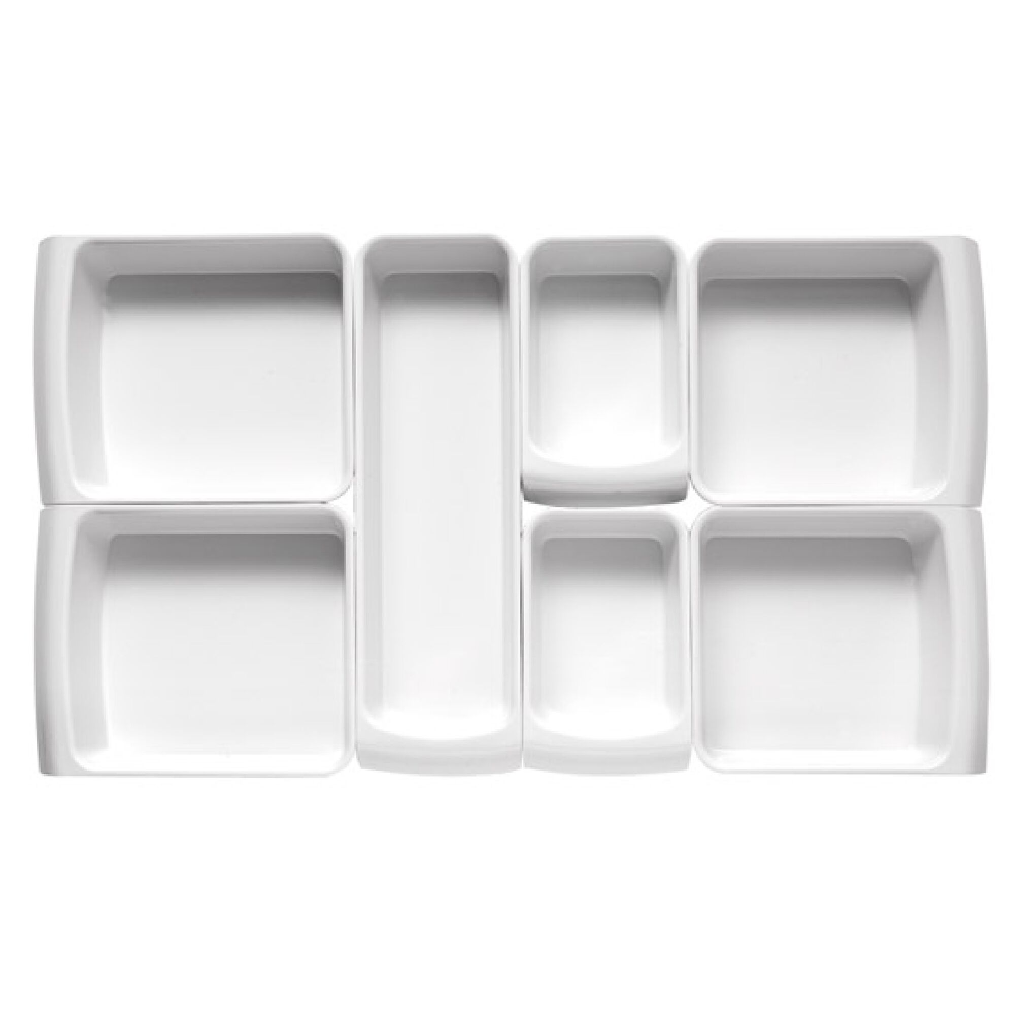 (6 pcs) Bac GN 1/2 - CASCADE - Mélamine - 3,65L - rectangulaire - 325x265mm - Profondeur : 75mm - Blanc