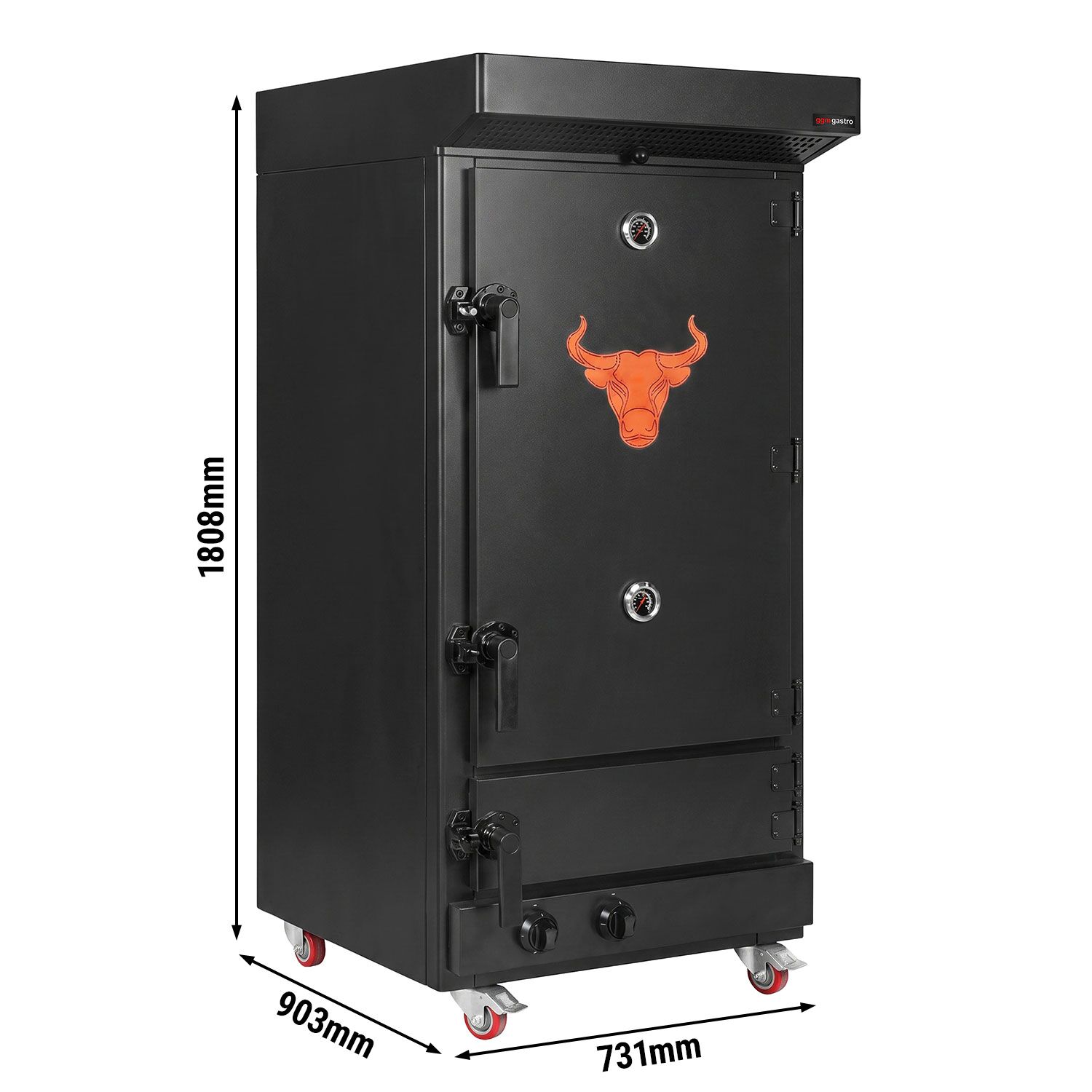 Gasrookoven met kook- en rookfunctie – 70 kg – incl. 4 draagstangen