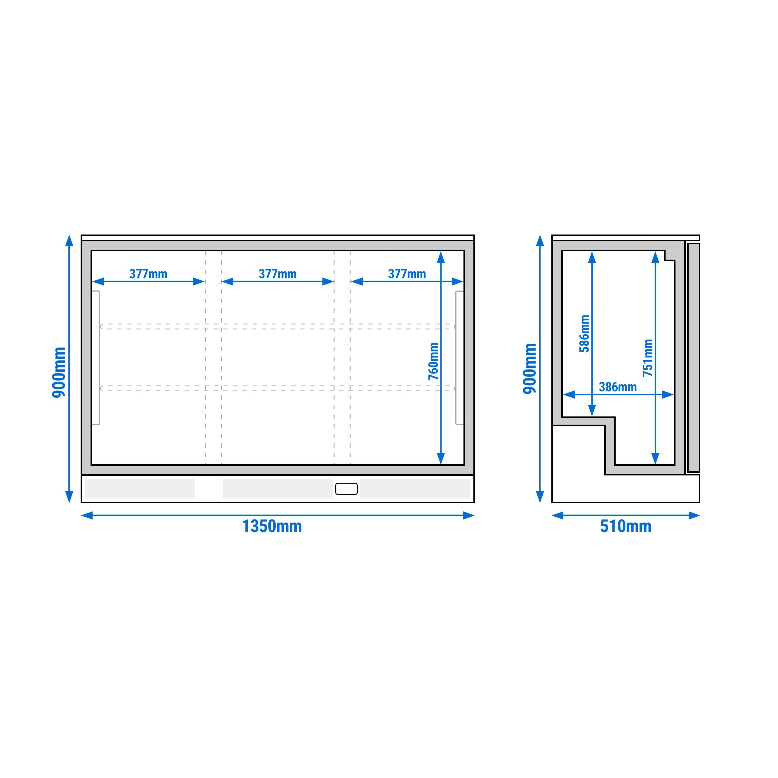 Réfrigérateur de bar – 1350 mm – 330 litres – avec 3 portes battantes – Noir