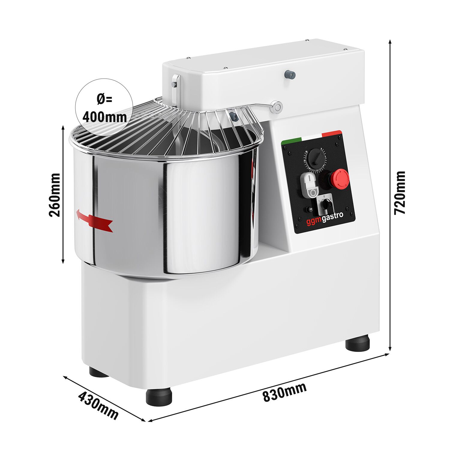 Pétrin à Pâte / Pétrin à spirale - 33 Litres / 25 kg - 2 Vitesses - avec Cuve Fixe - Fonction Minuterie