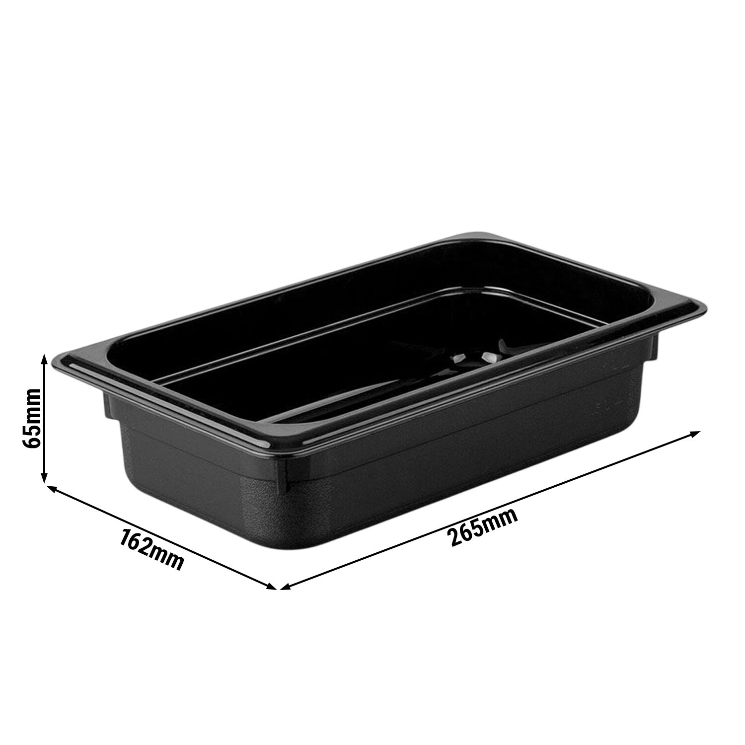 (6 pièces) Bac en Polycarbonate GN 1/4 - Noir - Hauteur : 65 mm