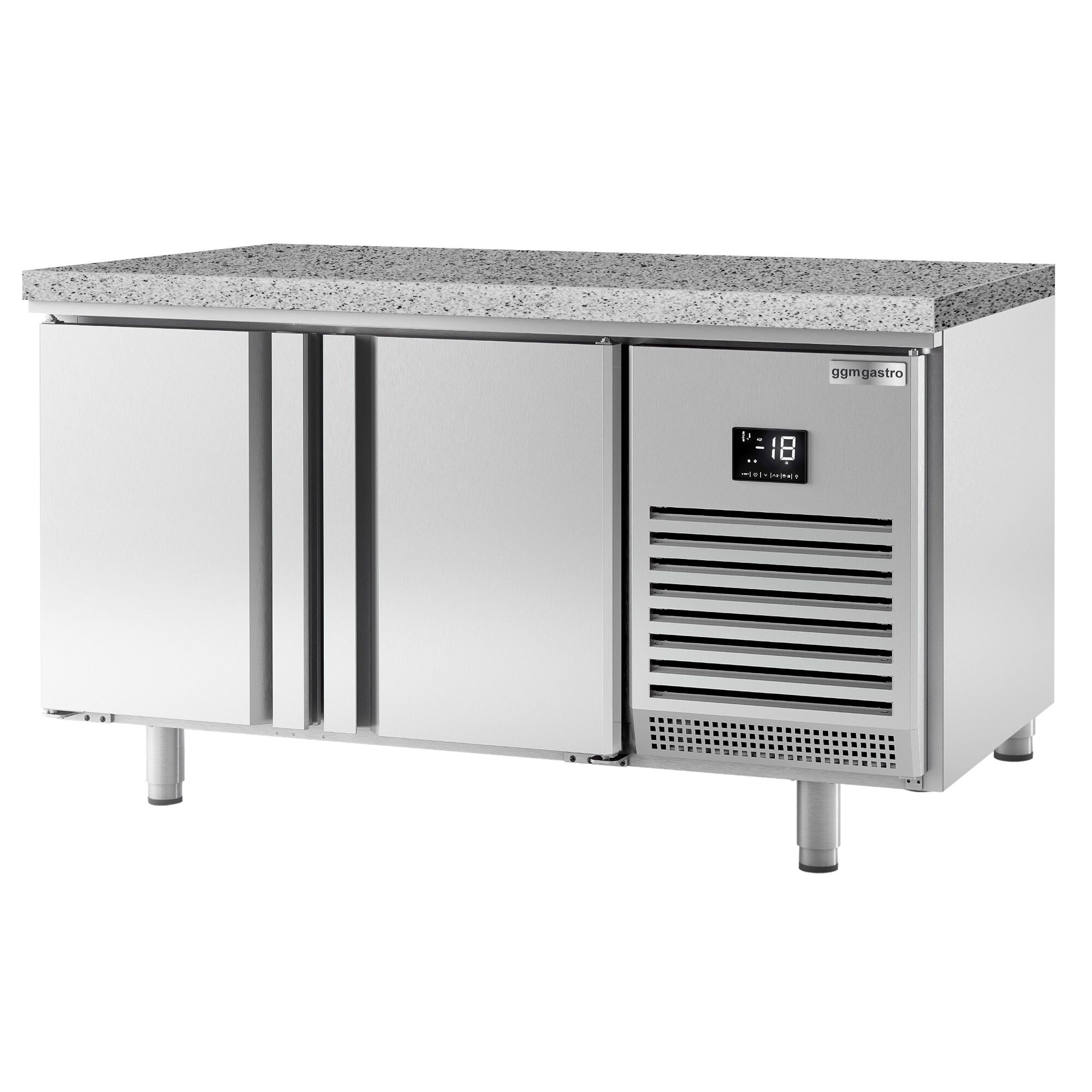 Table de congélation pour boulangerie Premium PLUS - 1618 x 800 mm - avec 2 portes - plan de travail en granit