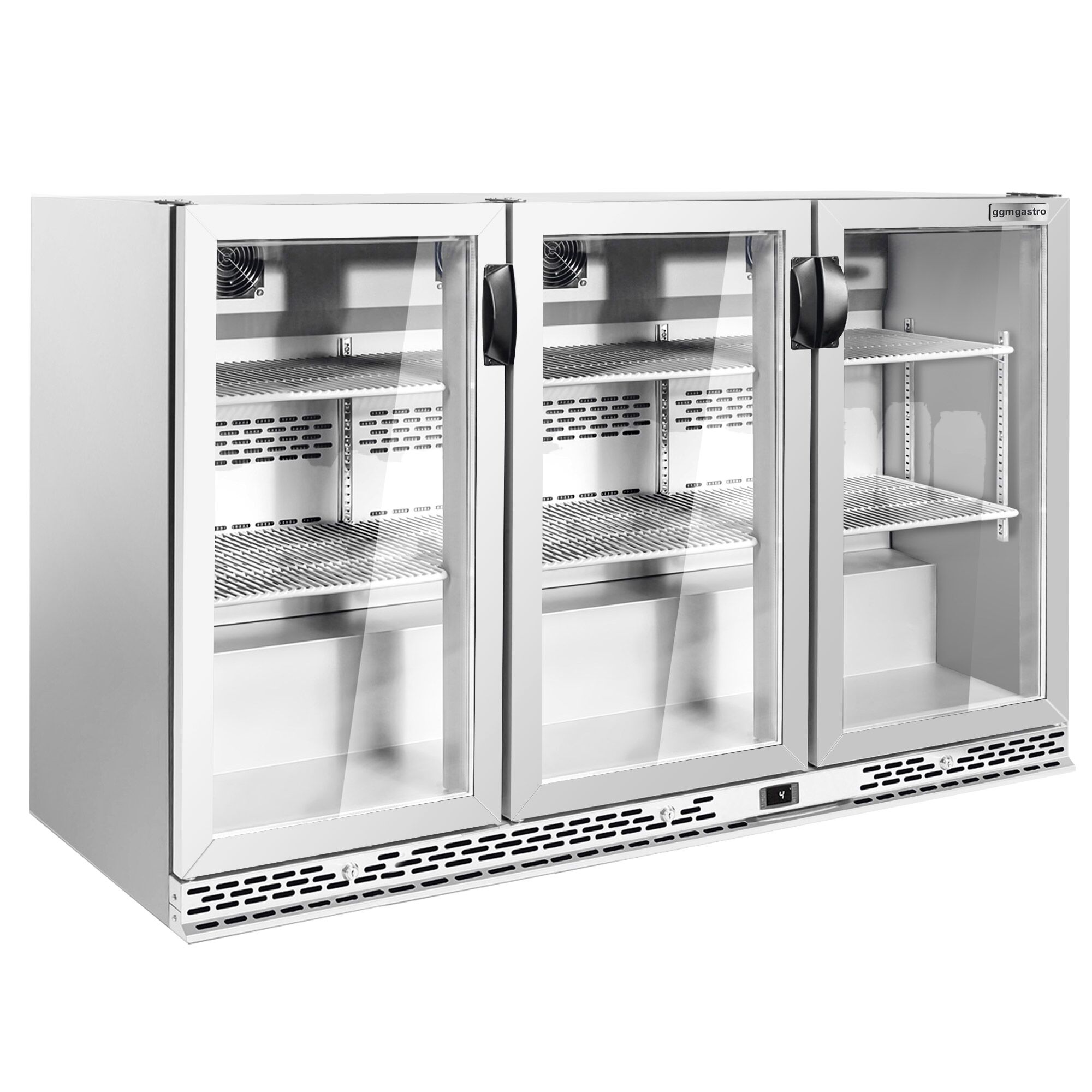 Commercial Back Bar Cooler PREMIUM PLUS - 1350mm - 330L - with 3 glass hinged doors - Stainless steel