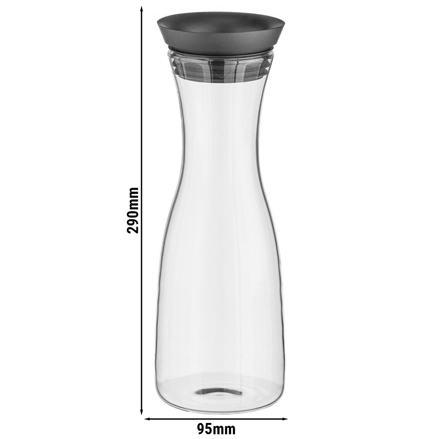 (6 Stück) Glaskaraffe - 1 Liter - automatische Deckelöffnung
