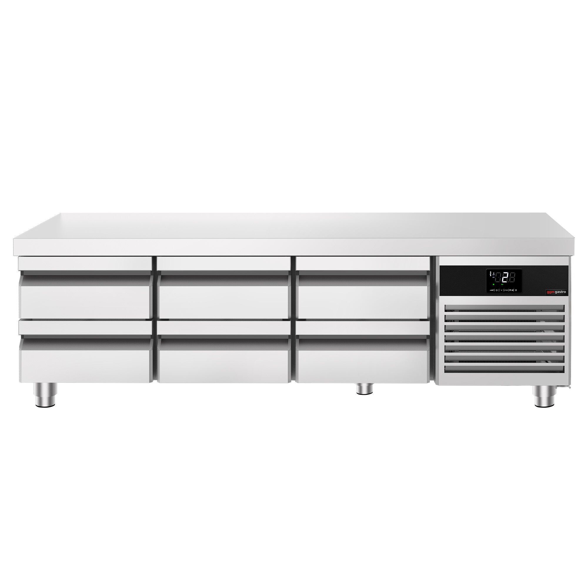 Soubassement réfrigéré Premium - 2000 mm - 210 litres - 6 tiroirs