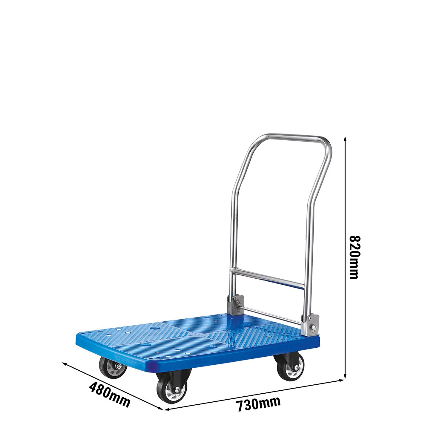 Chariot de transport – 480 × 730 mm – avec 1 plateau en plastique – pliable