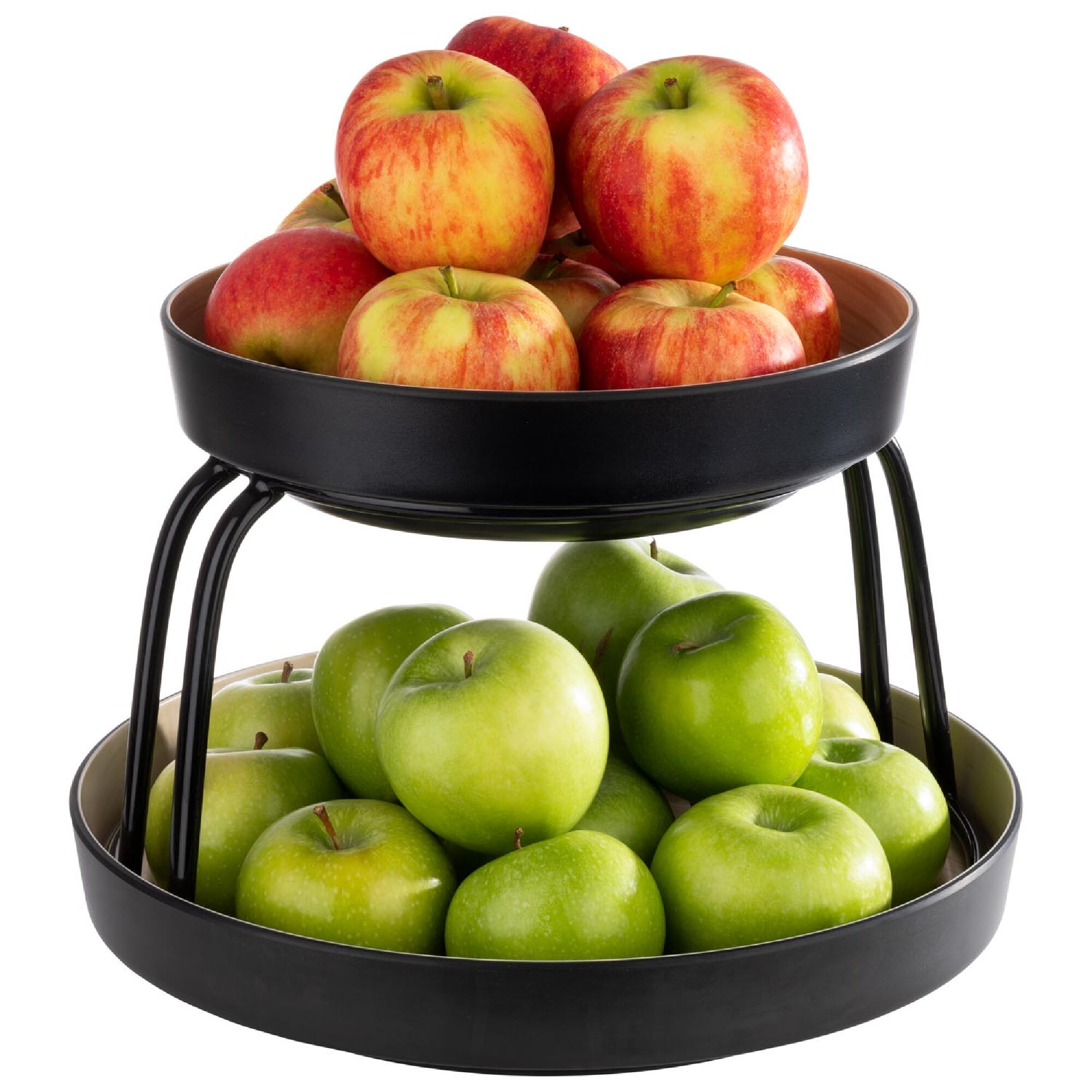 (6 stuks) Schaal - FRIDA - Melamine - rond - Ø255mm - 2-delig, met afdruipinzet, stapelbaar - zwart/beige