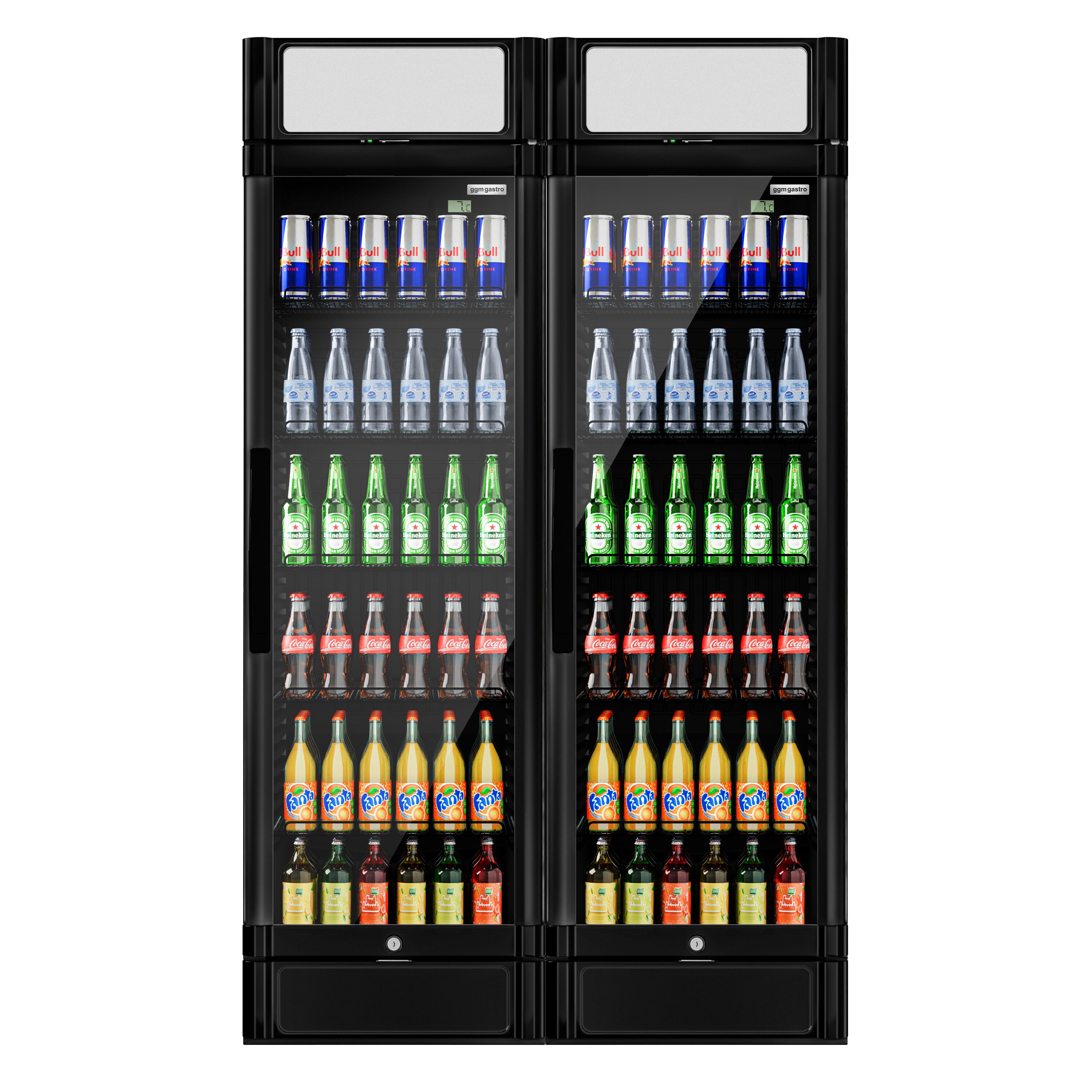 (2 pièces) Vitrine réfrigérée à boissons - 690 litres - avec 2 portes vitrées et écran publicitaire