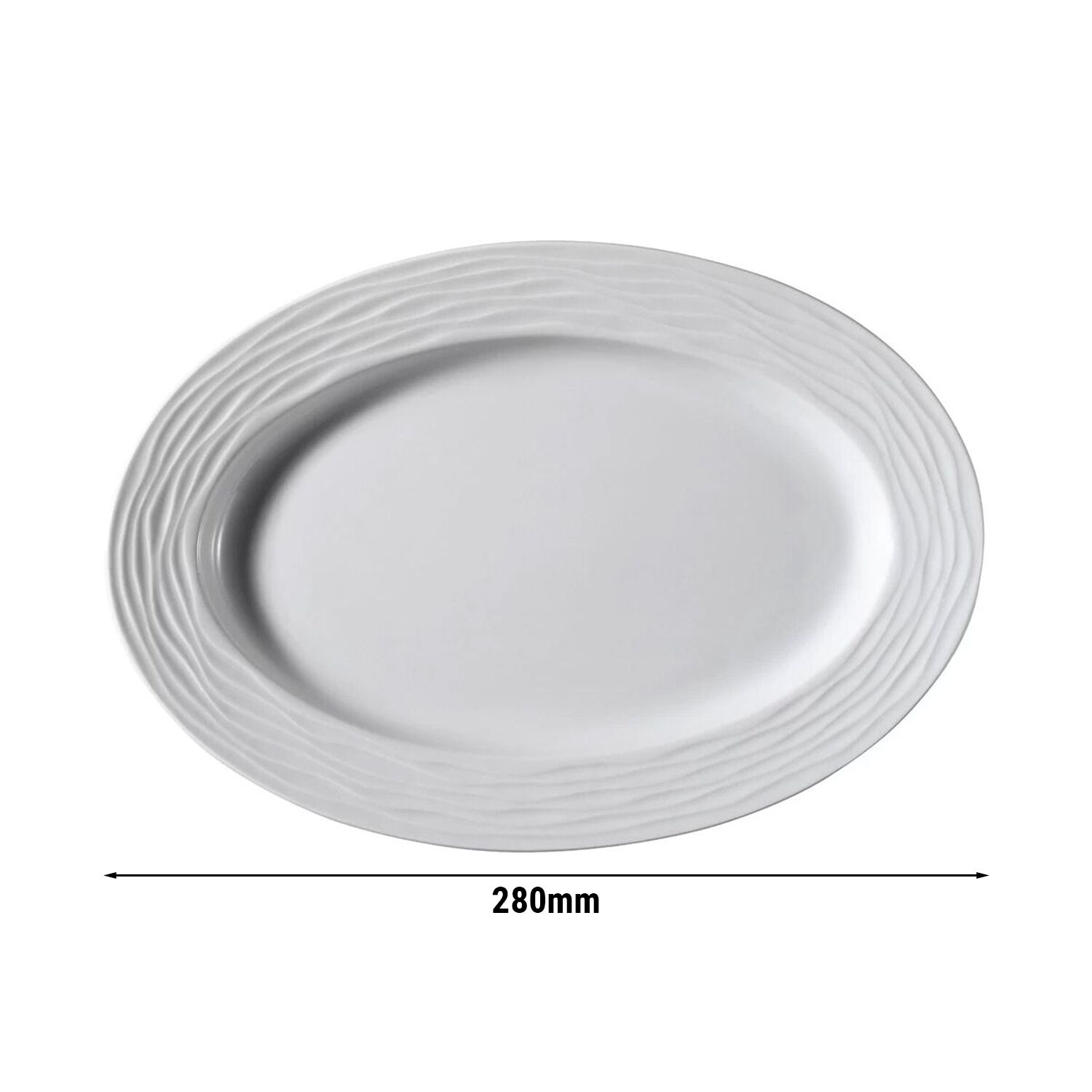 (12 Pièces) SEA WAVE - Plat / Assiette à Döner - Ovale - Longueur : 280 mm - Blanc
