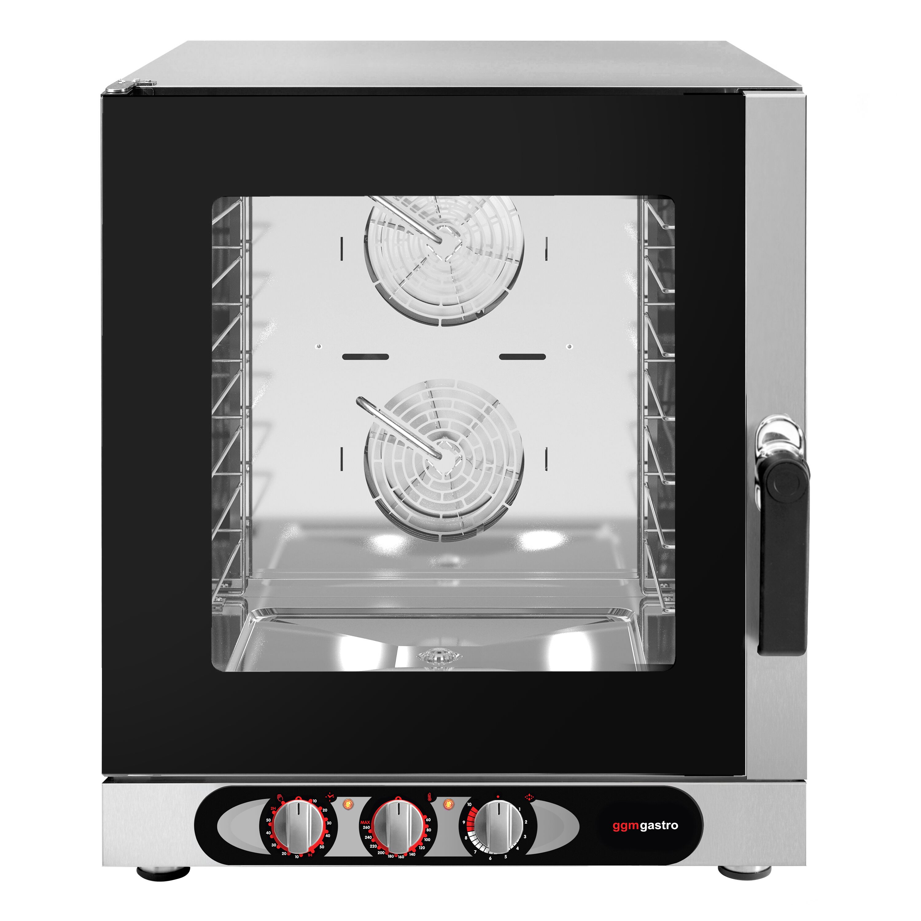 Electric Commercial Combi Oven - Manual Controls - 6x GN 1/1 or 6x EN 600x400 - incl. Condensate drip tray, Adjustable screw feet, Safety thermostat, Halogen lighting, Direct steam injection (adjustable), Humidity control, Preheat & cool-down functions