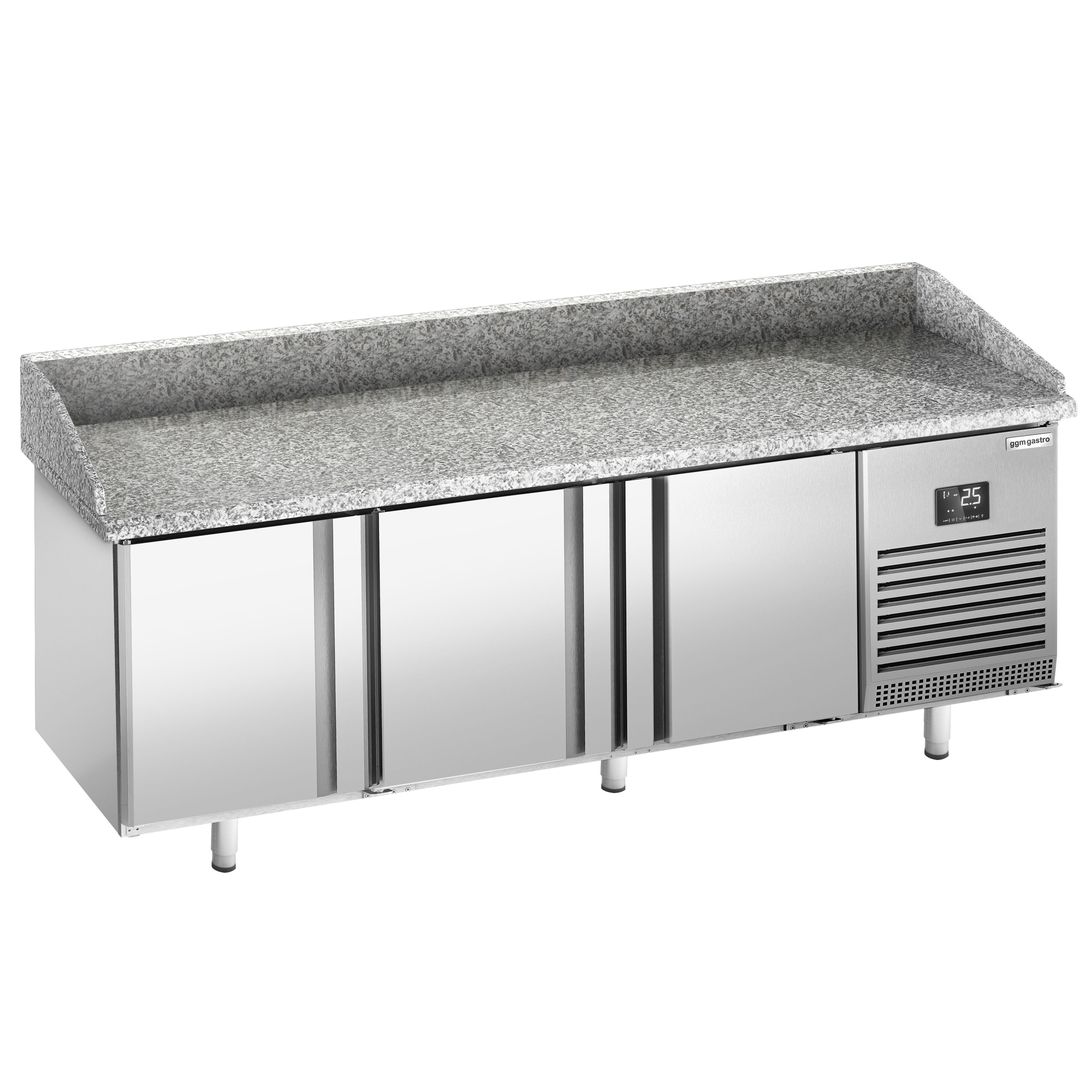 Commercial Pizza Prep Counter - Granite Top PREMIUM PLUS - 1980x700mm - with 3 doors