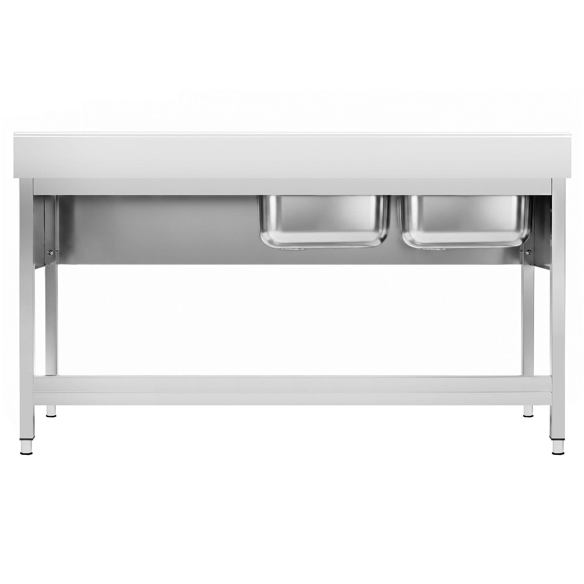 Plonge en inox PREMIUM - 2000x700mm - avec étagère basse - 2 bacs à gauche