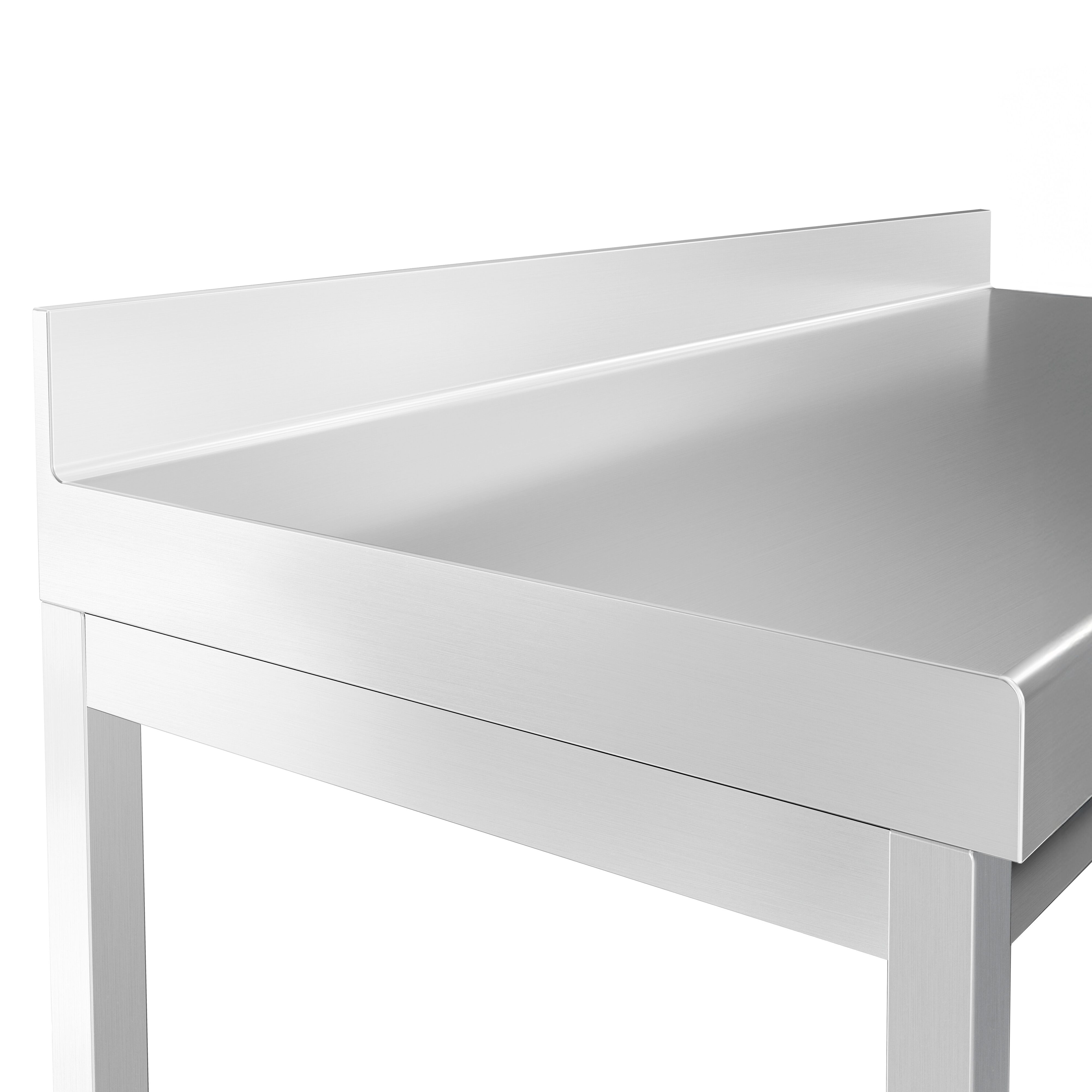 Table de travail inox PREMIUM - 700 x 700 mm - avec tablette inférieure & Dosseret