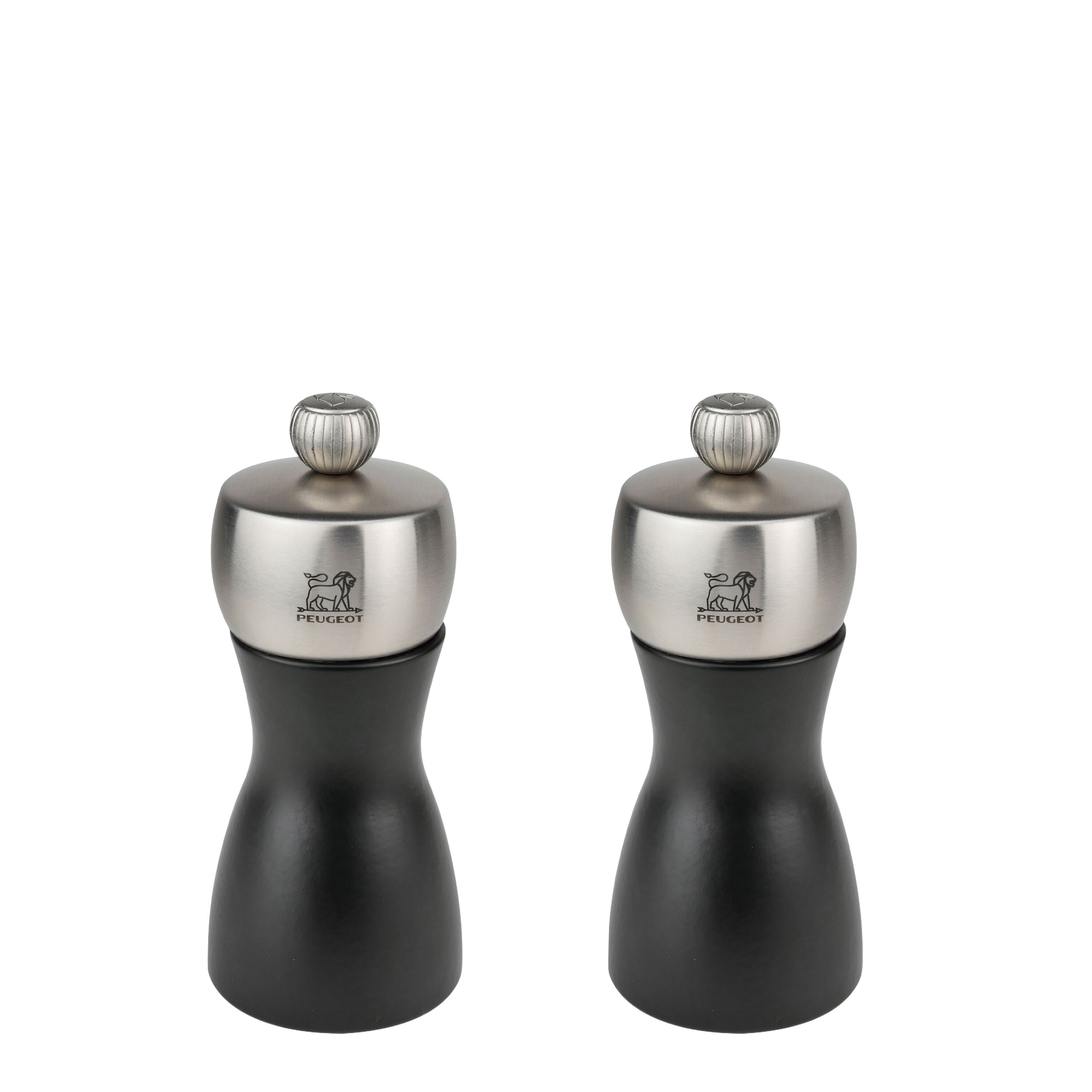 (6 pièces) PEUGEOT | FIDJI - Moulin à sel & à poivre - Bois - Noir mat - Hauteur : 120 mm