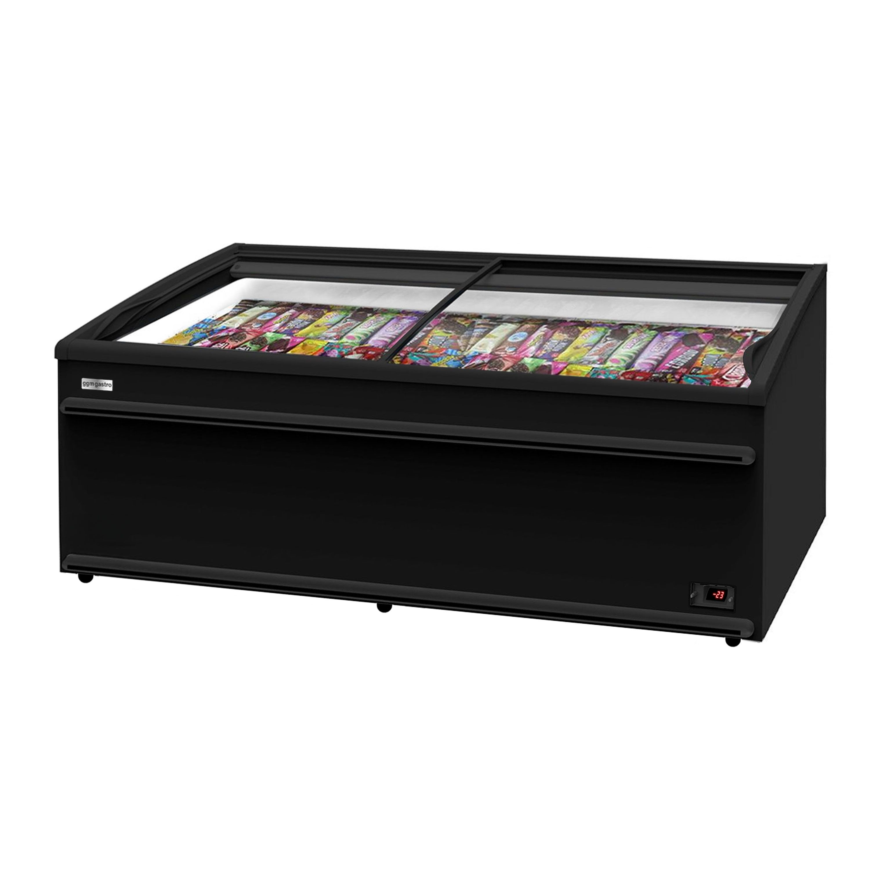 Îlot de congélation WTRU25 - 2506x858mm - 594 L - Couvercles coulissants en verre - Noir