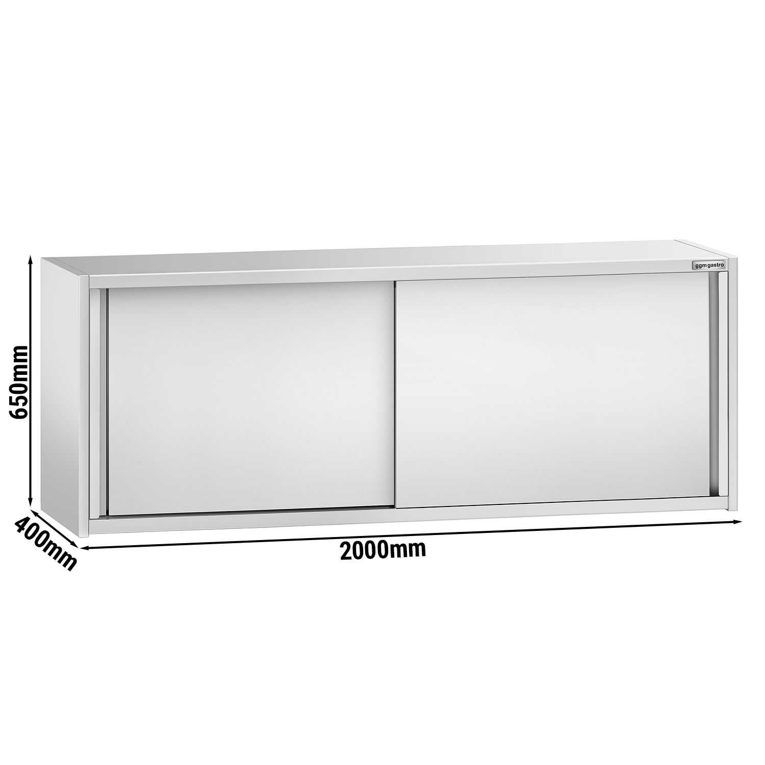 Armoire murale en acier inoxydable PREMIUM - 2000x400mm - avec portes coulissantes - 650mm de haut
