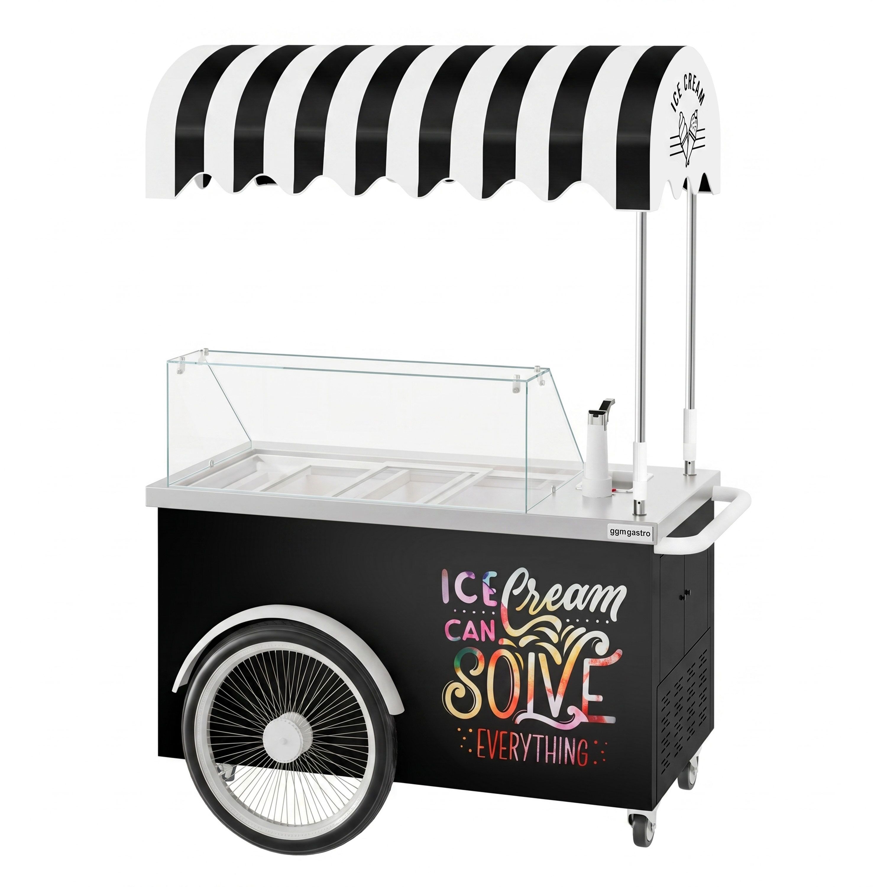 Speiseeiswagen - 1570mm - mit Waschbecken - für 7x 5 Liter Eisbehälter