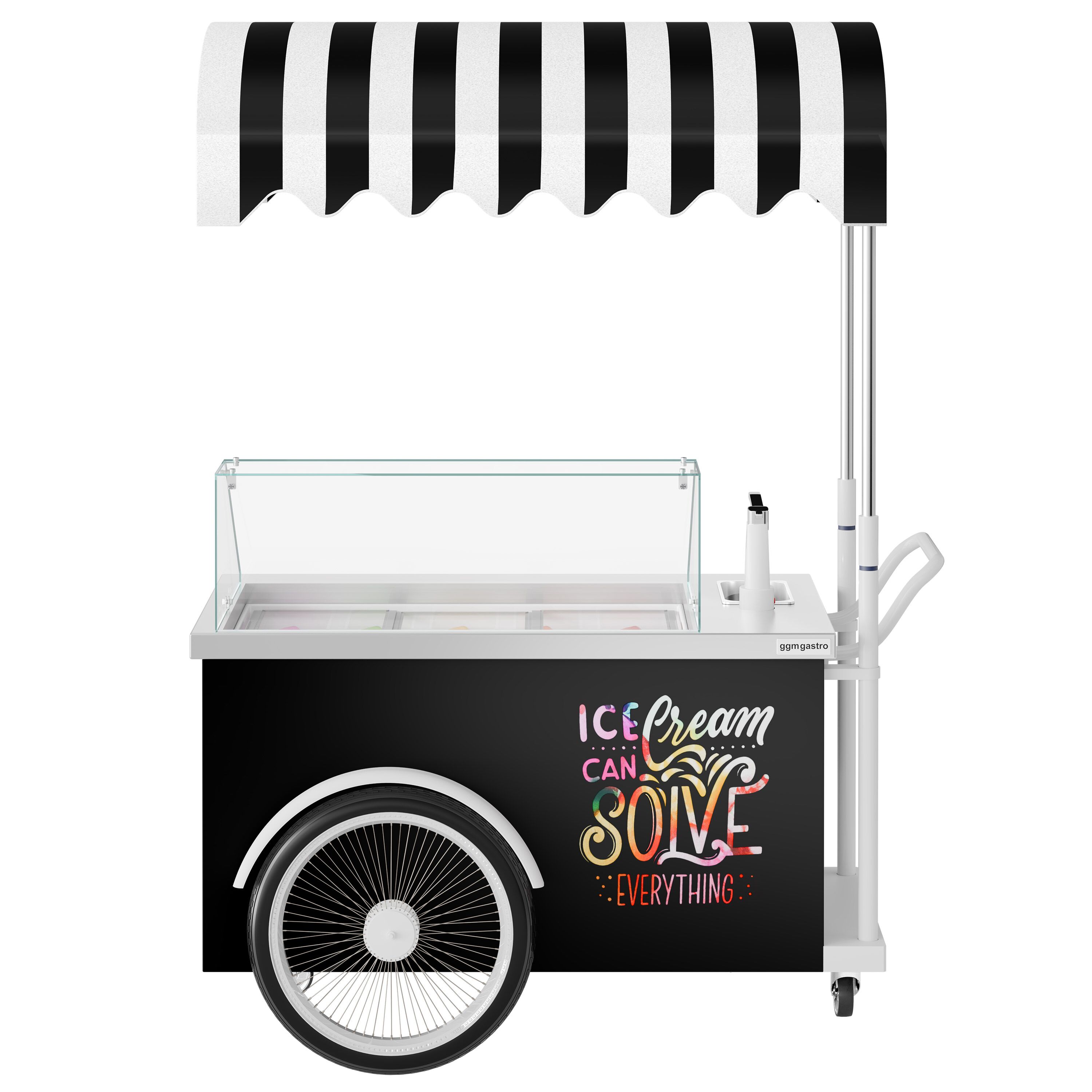 Chariot à glaces - 1570mm - pour 7 bacs Napoli 5 L - avec évier à cuillères
