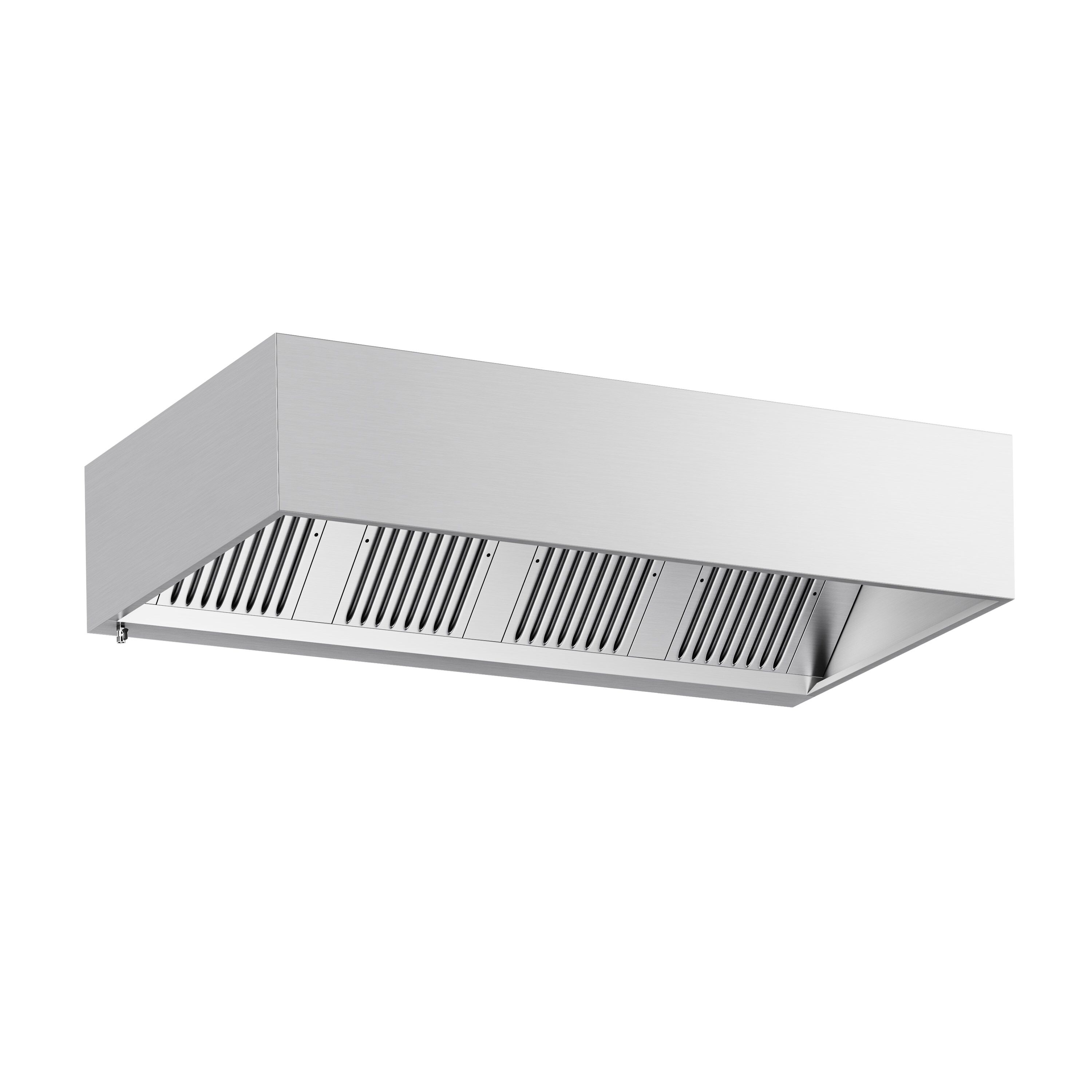Hotte à adosser professionnelle - Profondeur 1100 - 2200mm - sans moteur - avec filtres et éclairage