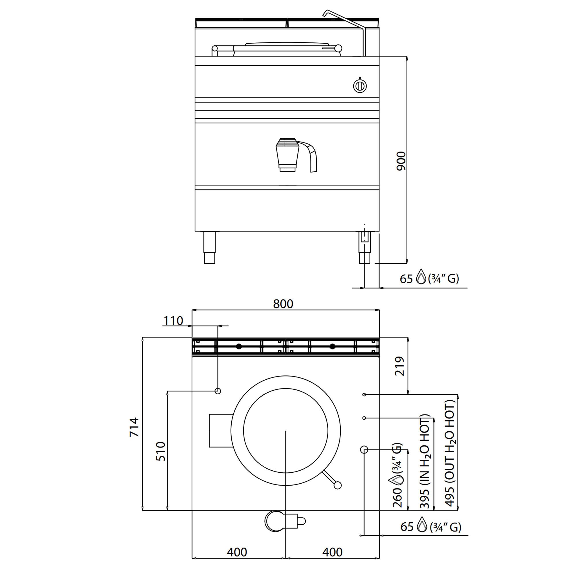 Marmite de Cuisson à Gaz - 55 Litres - 15,5 kW - Chauffage Direct