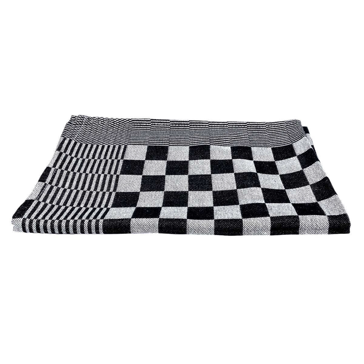 (12 pcs) Torchon à vaisselle en Coton Usage intensif - 65x65cm - Noir / Blanc à carreaux