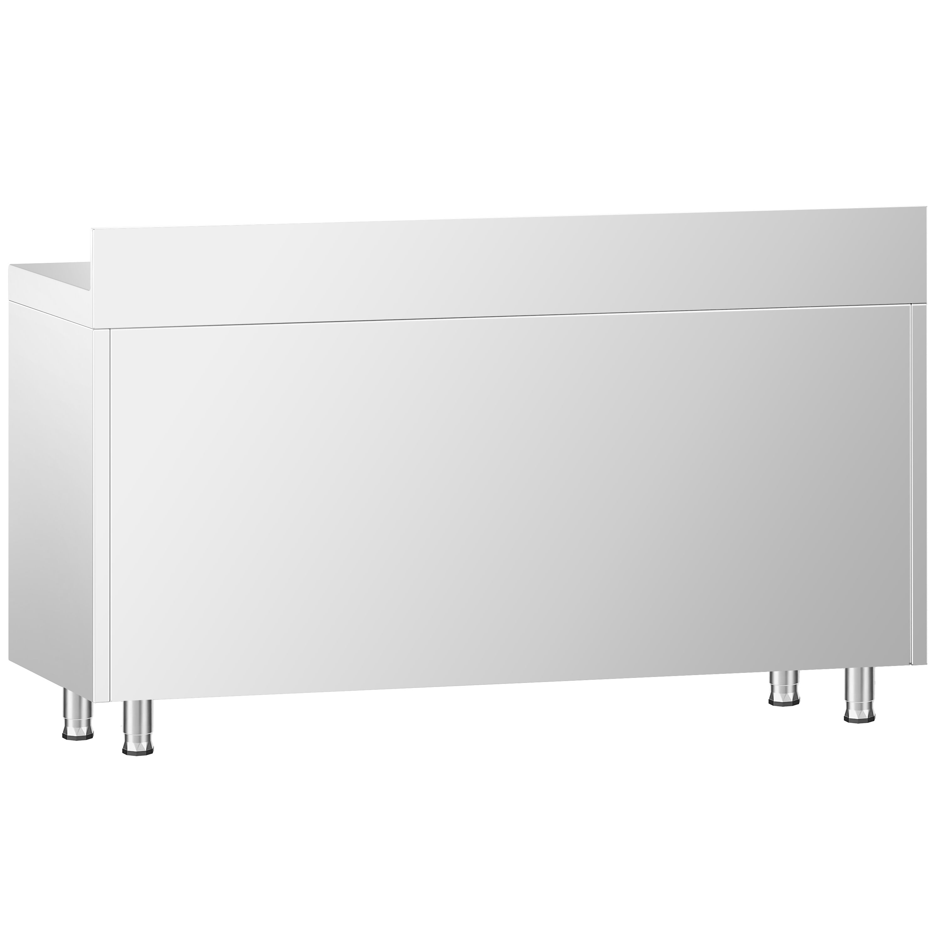 Table armoire en acier inoxydable PREMIUM - 1400x600mm - avec portes coulissantes vitrées - avec dosseret