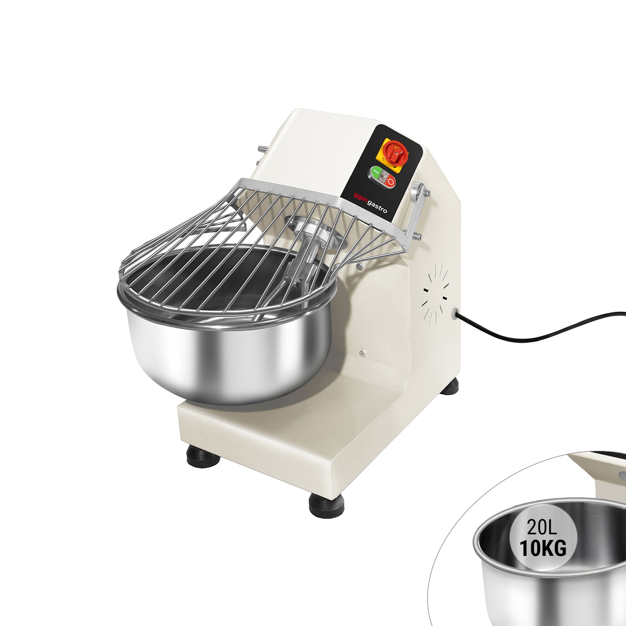 Pétrin à Pâte / Pétrin à spirale - 20 Litres / 10 kg - avec Cuve Fixe - 400 V