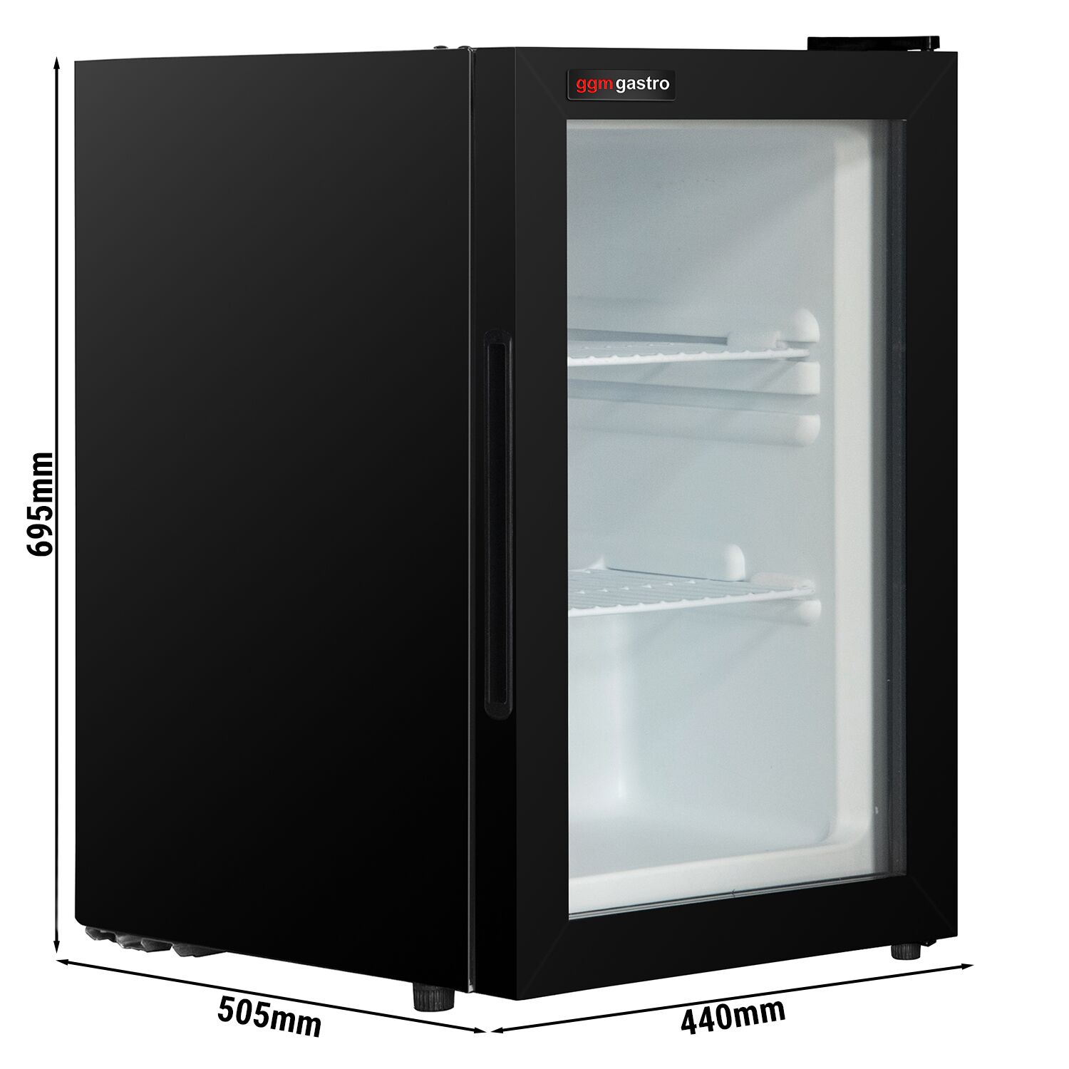 Minibar - 440mm - 62L - avec 1 porte en verre - Noir - porte réversible