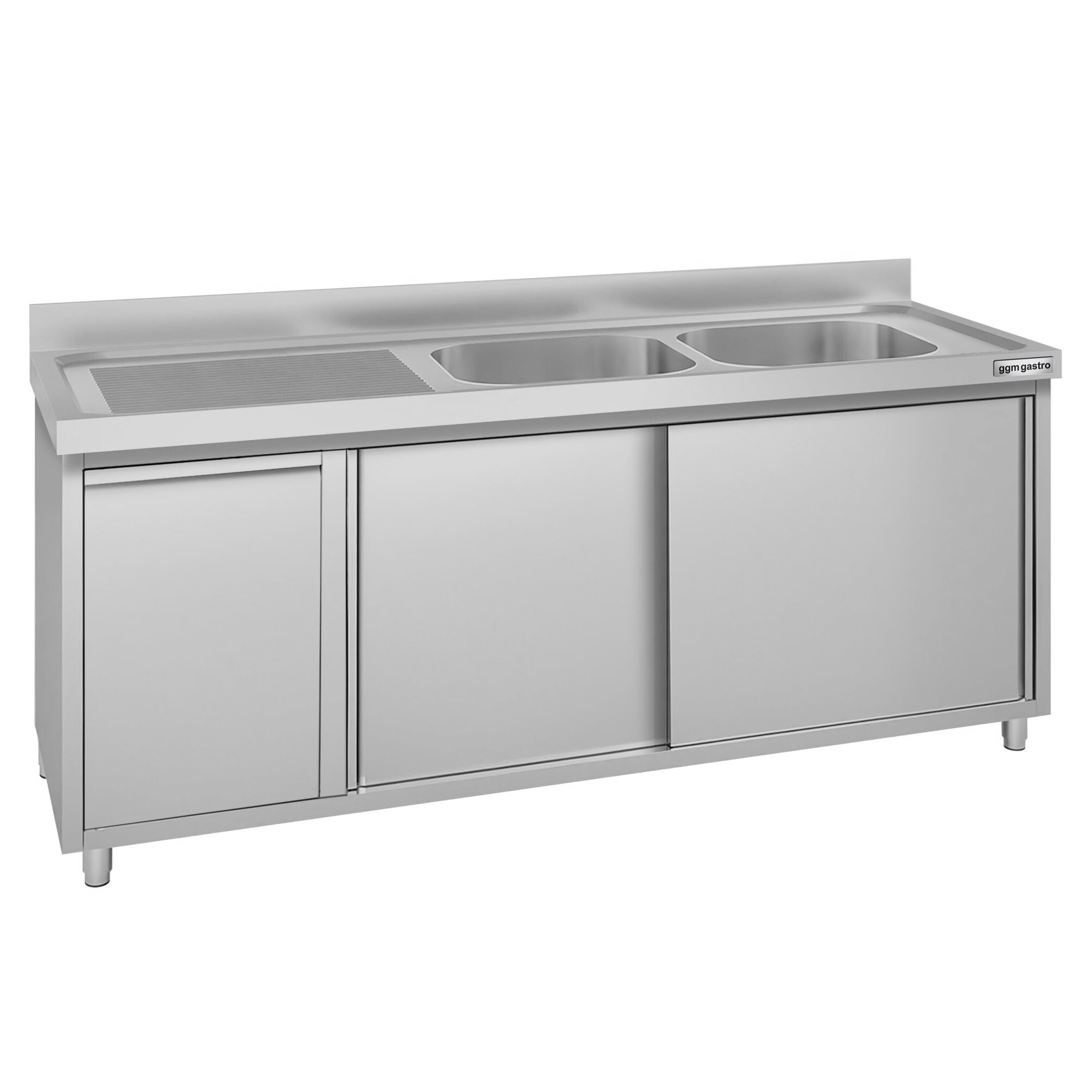 Meuble évier ECO - 2000 x 600 mm - avec poubelle & 2 bacs à droite