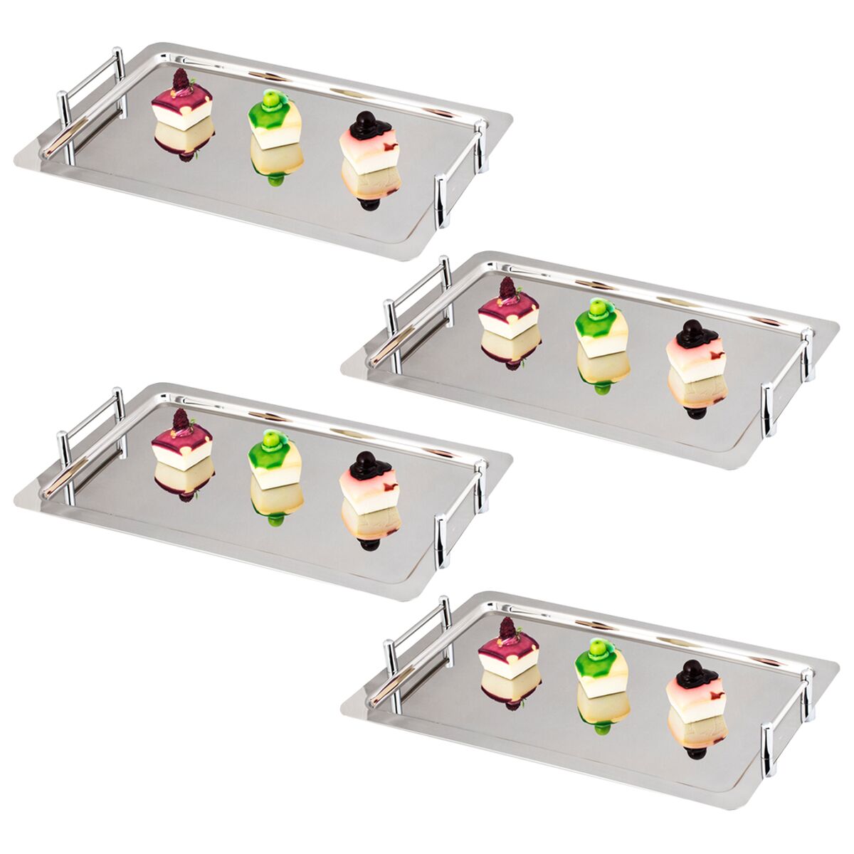 (4 pièces) Plateau GN 1/1 en inox – poli