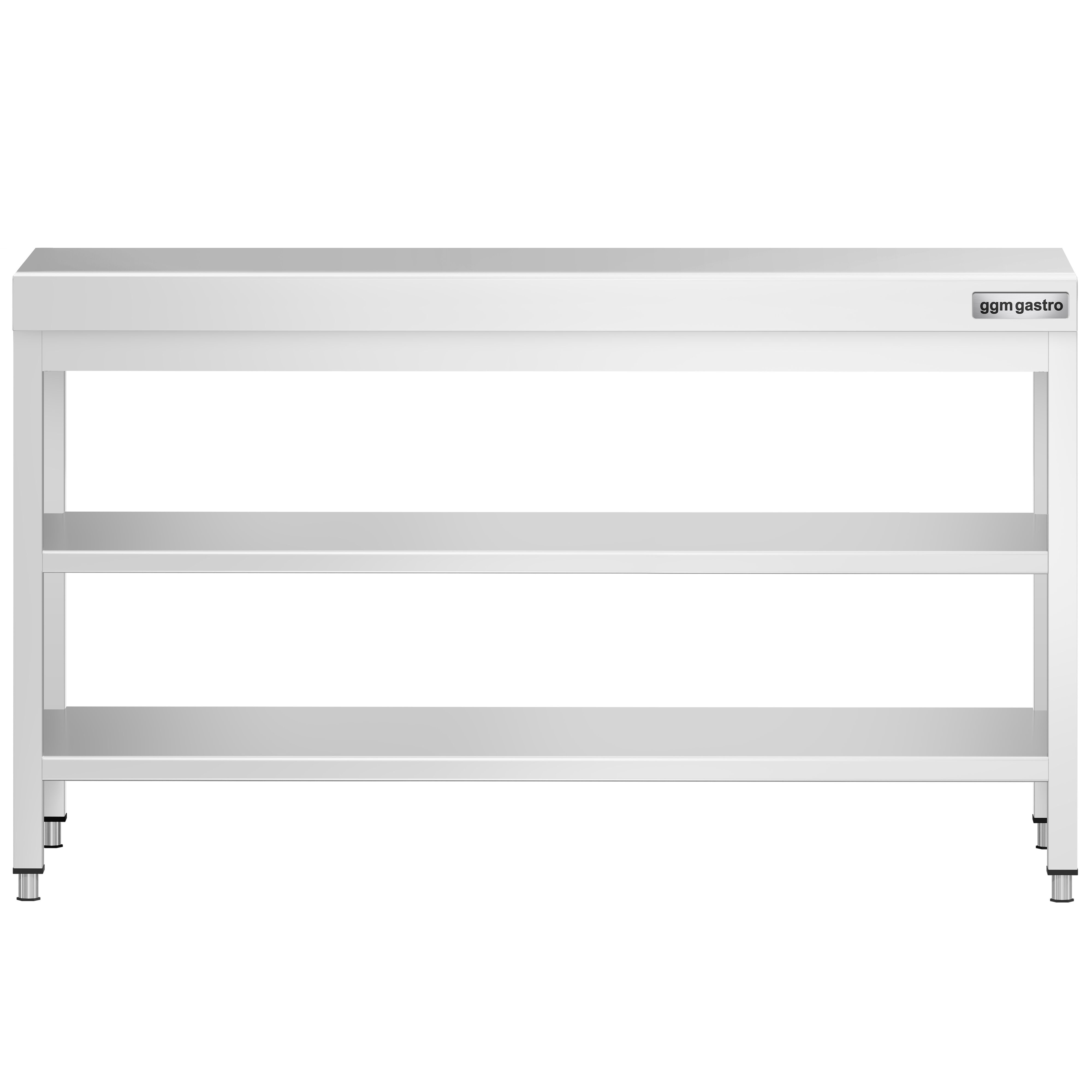Table de travail inox PREMIUM - 1600 x 600 mm - avec tablette inférieure & Tablette intermédiaire