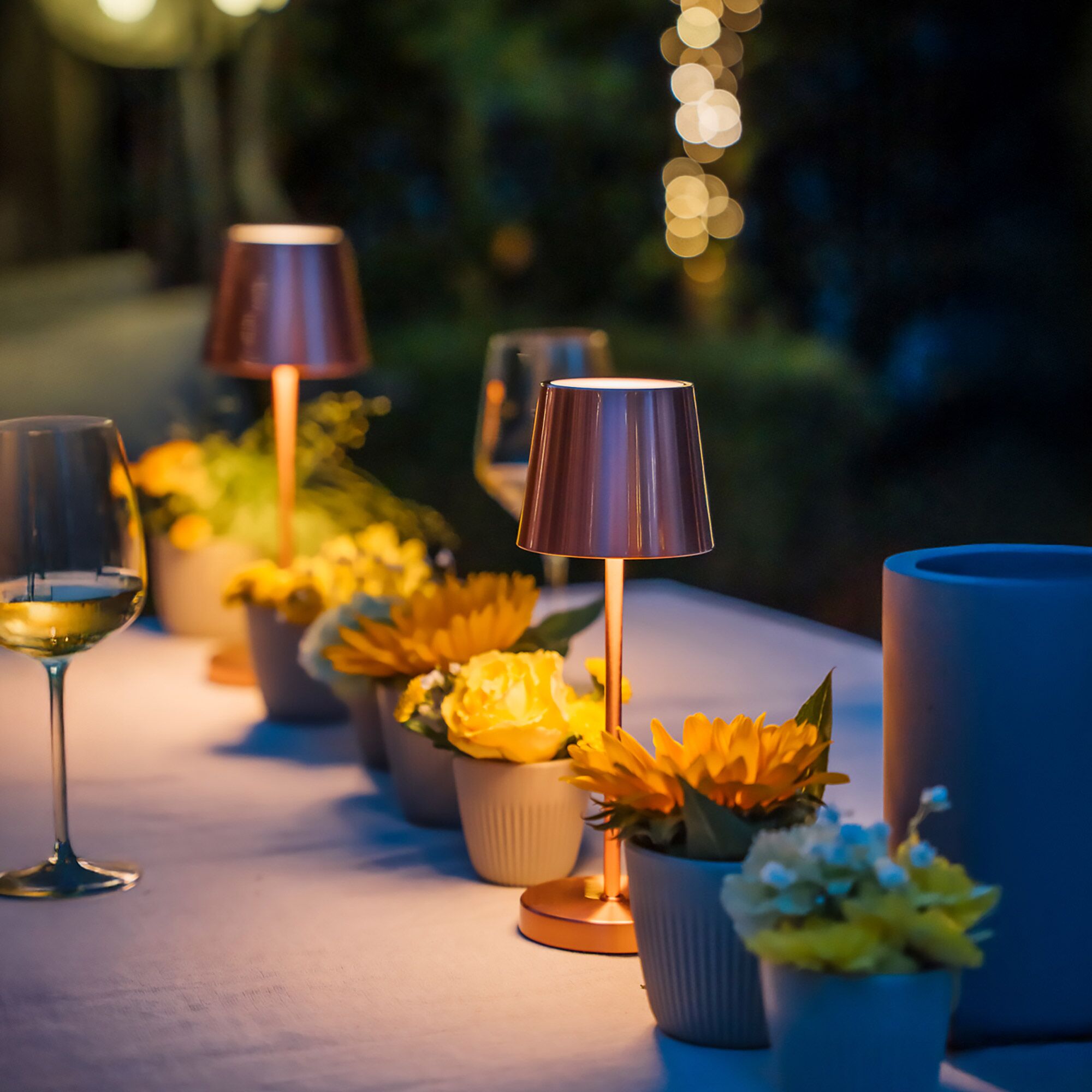 (4 pièces) Lampe de table – MERLE MICRO – dimmable en 3 niveaux – Ø 80 mm – Cuivre