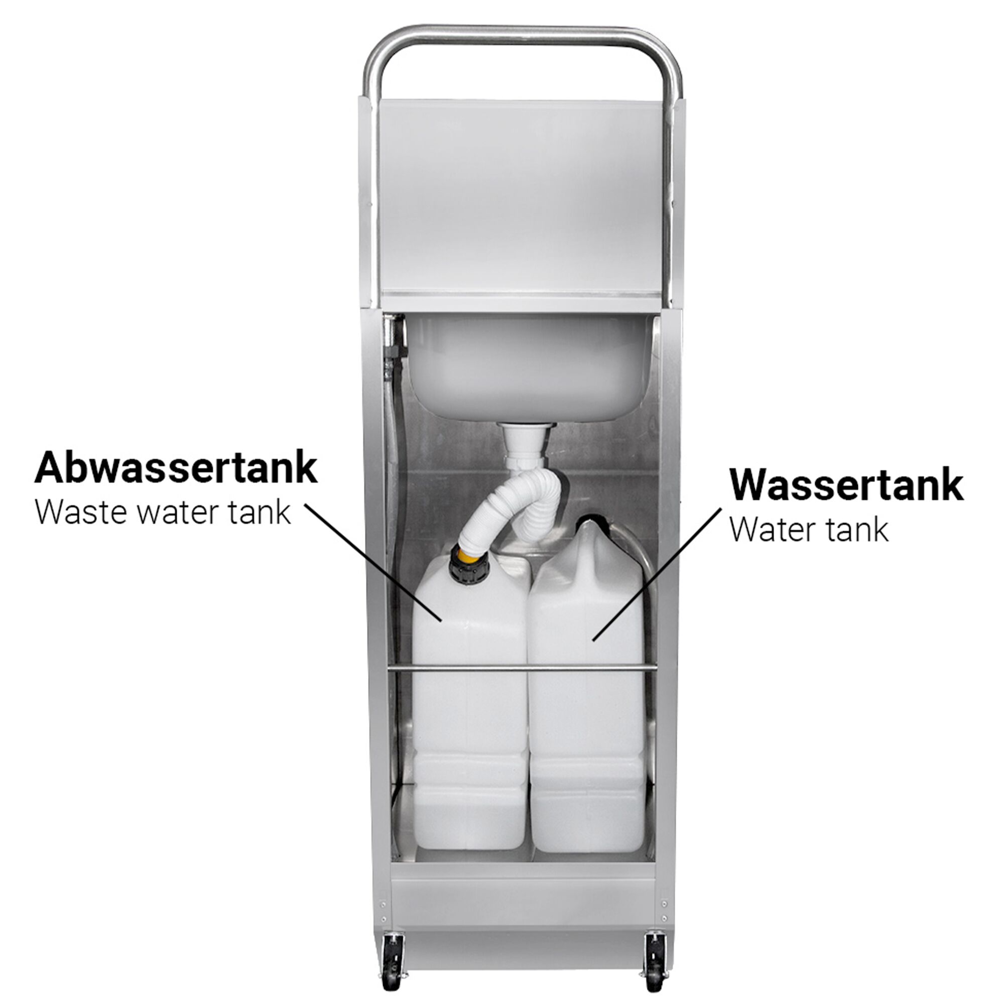 Lavabo mobile - inox - avec distributeur de savon & de serviettes en papier