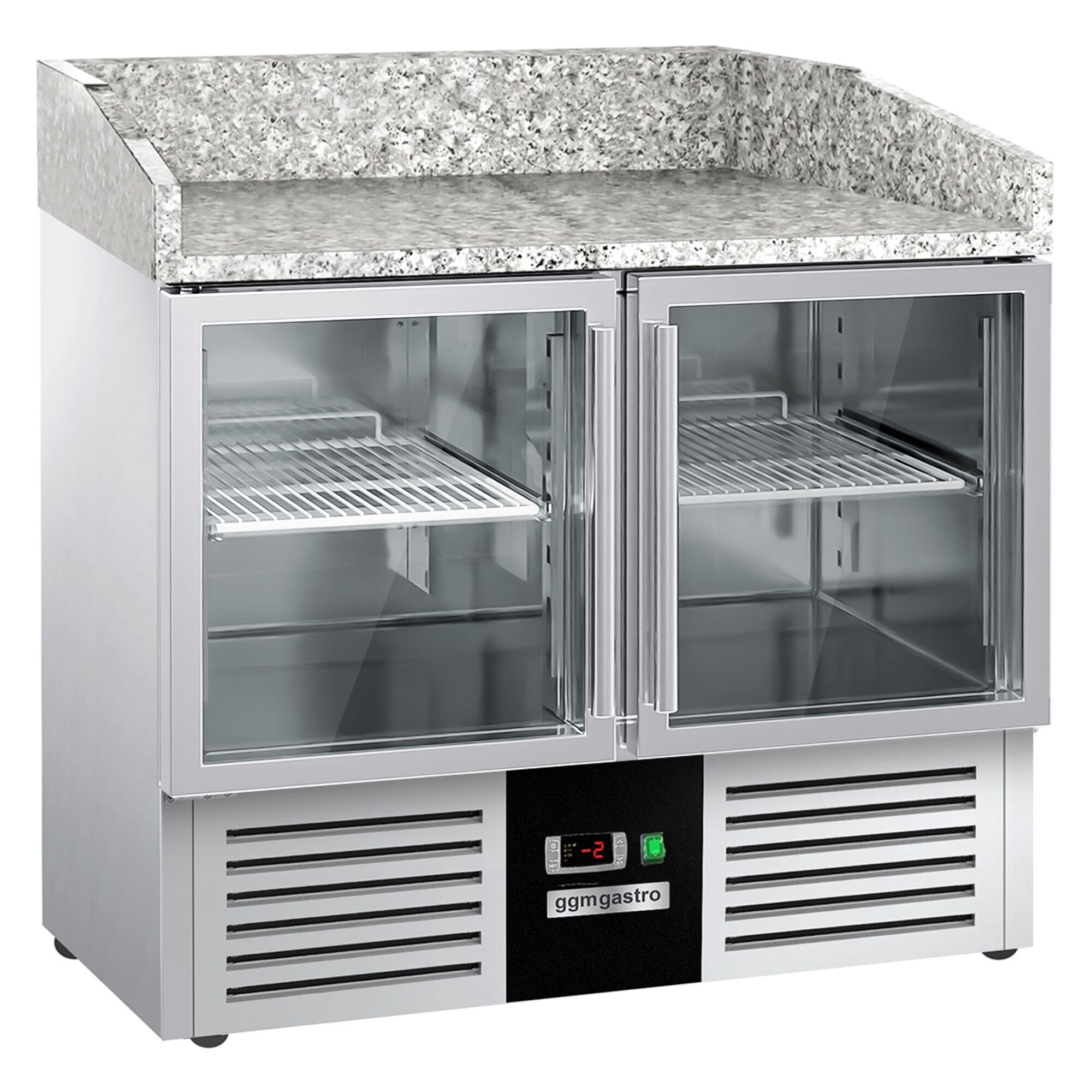 Table réfrigérée à pizza PREMIUM - 935 x 700 mm - 2 portes vitrées